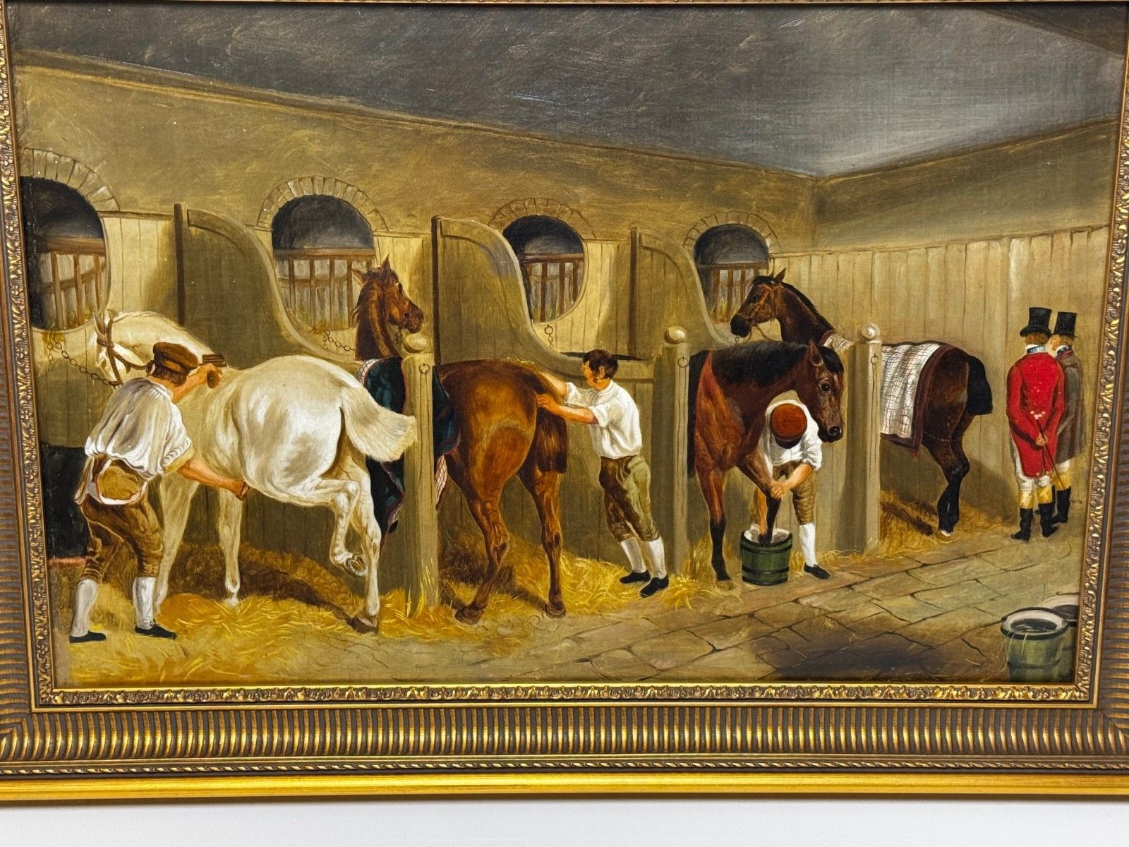 Victorian Oil Painting The Hunting Stud After John Frederick Herring Snr  C1900 photo Art