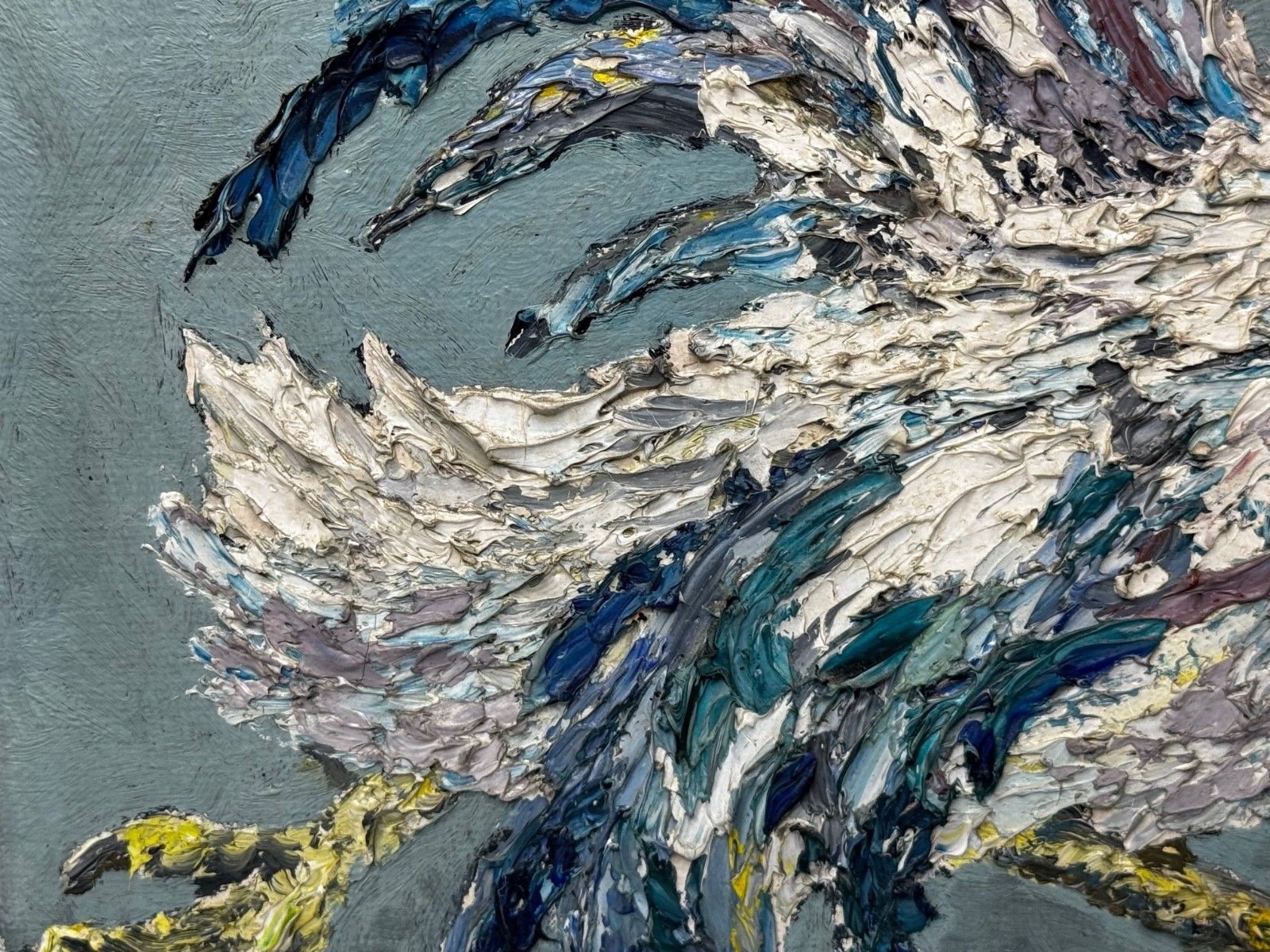 photo vinterior Expressionistisch olieverfwerk Hanengevecht, naar voorbeeld van Leon Kossoff, ca. 1965