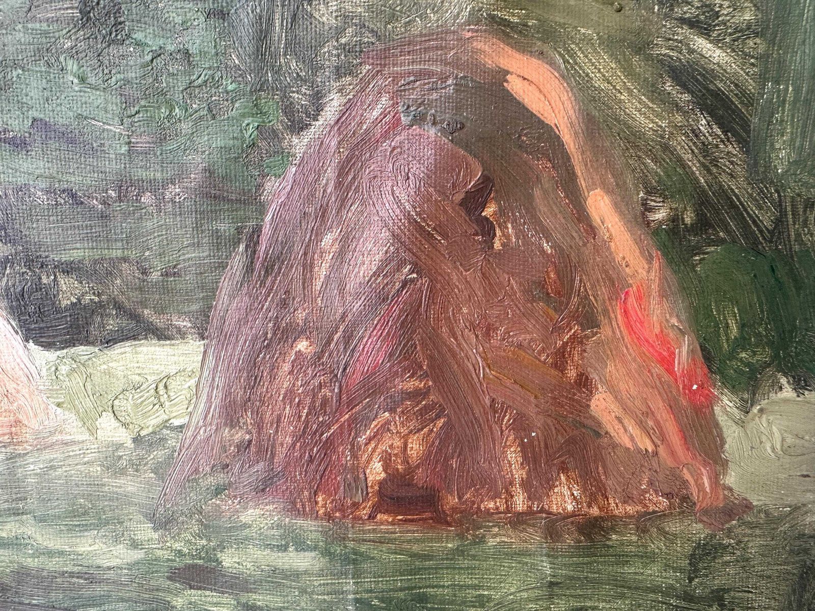 Antiek Frans olieschilderij op doek "The Haystacks" 1902, gesigneerd landschap van Gaëtan Dumas photo buy