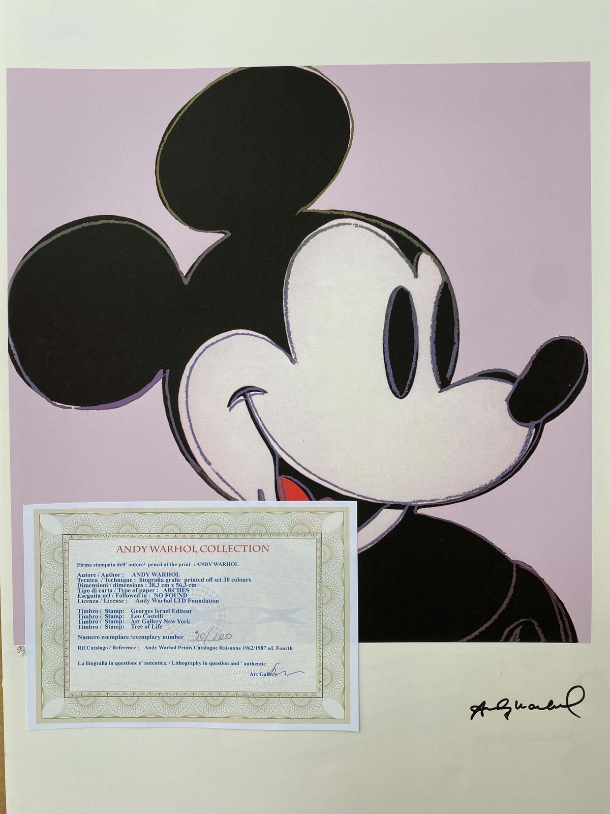 Naar Andy Warhol, Mickey, jaren 1980, Lithografie photo vinterior