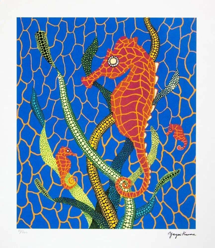 Naar Yayoi Kusama, Seahorses, Lithografie, jaren 1990 photo furniture