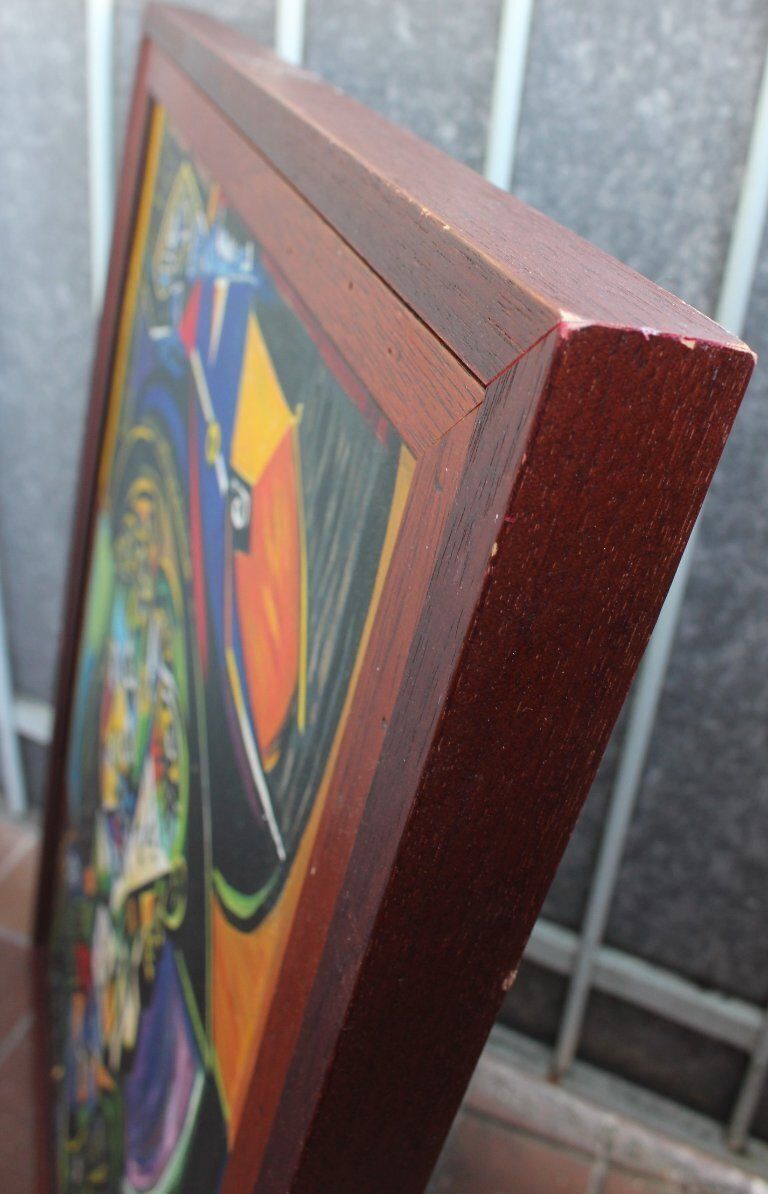 Contemporary Cubist Style Figurative Acrylic Modernistic Painting After Pablo Picasso, Circa 1980 photo buy