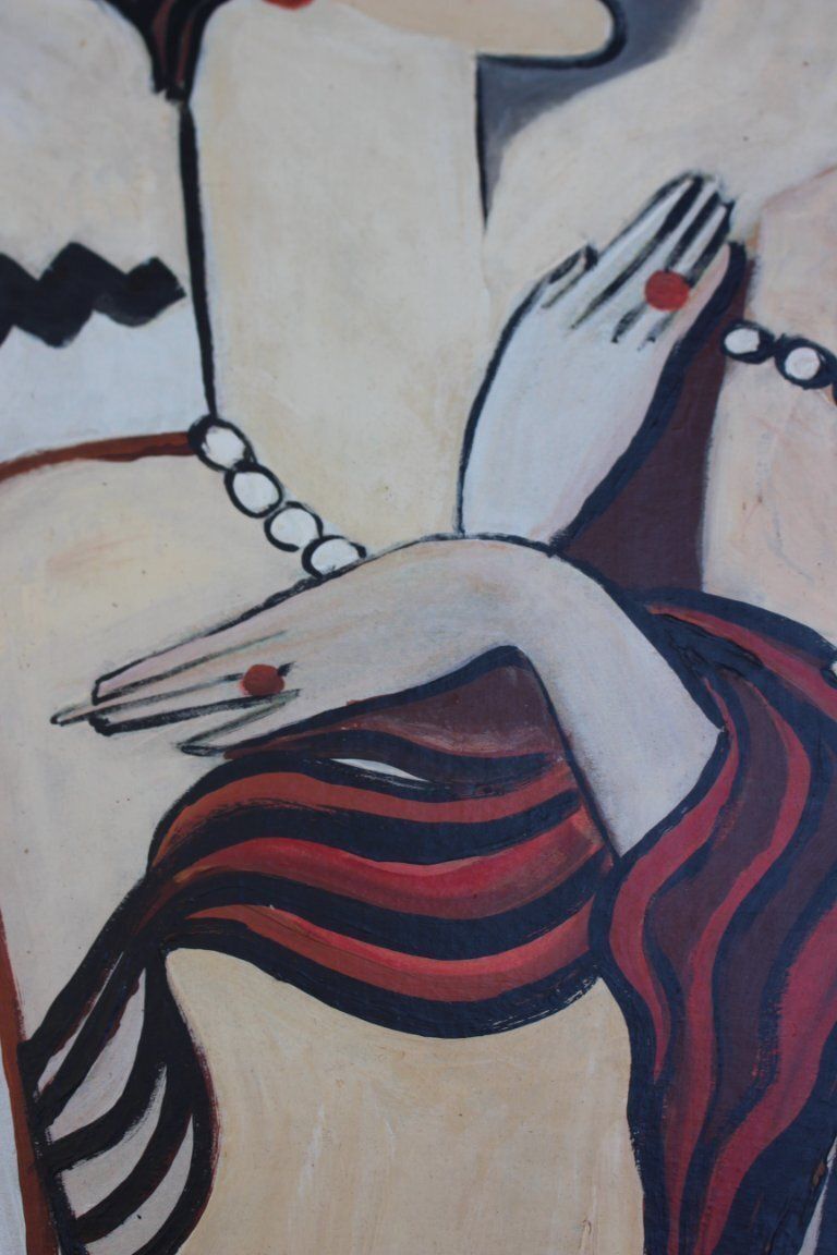 Jaren 1960 mid-century modern expressionistisch naaktschilderij in olieverf photo vinterior