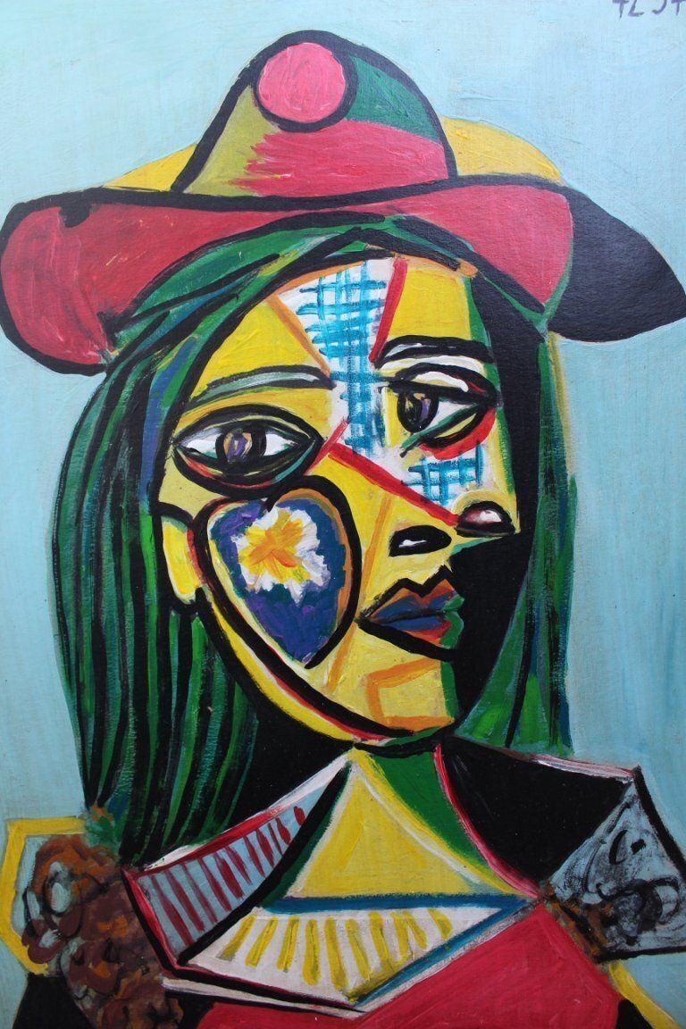 Vintage Cubist Female Portrait Picassso Blue Period photo furniture