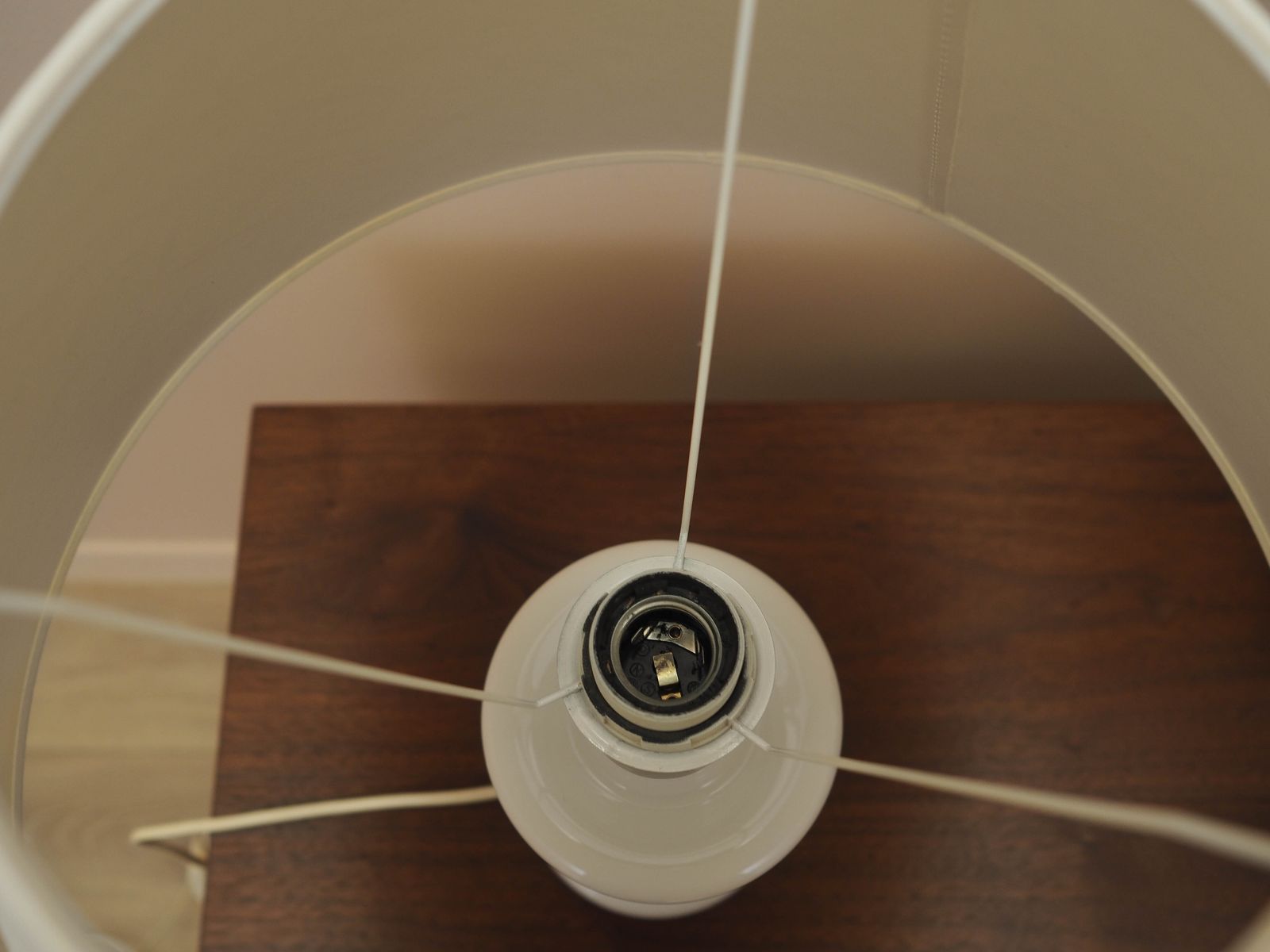 Holmegaard Glazen Tafellamp Met Stoffen Kap, Deens Design, jaren 1970 photo Verlichting