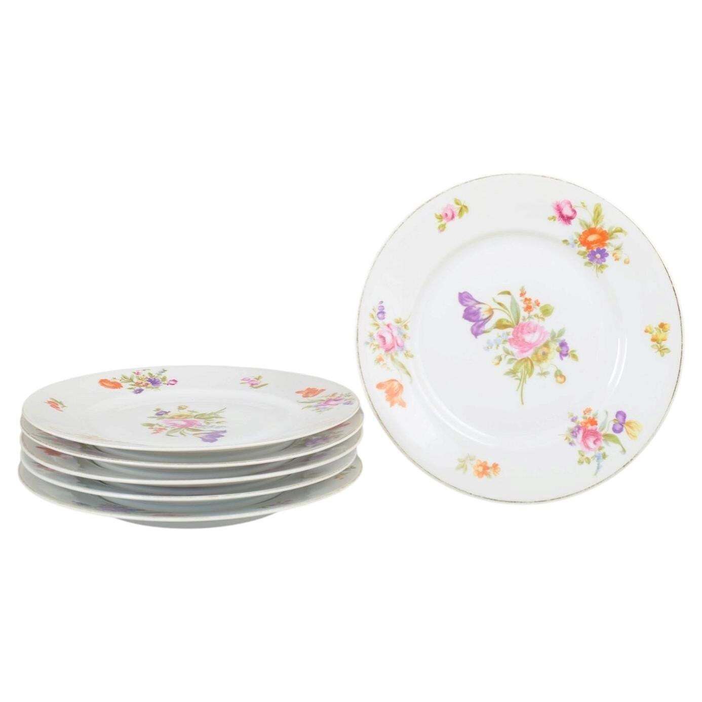 Rosenthal. Service de six assiettes plates en porcelaine, motif Else. Années 1930
