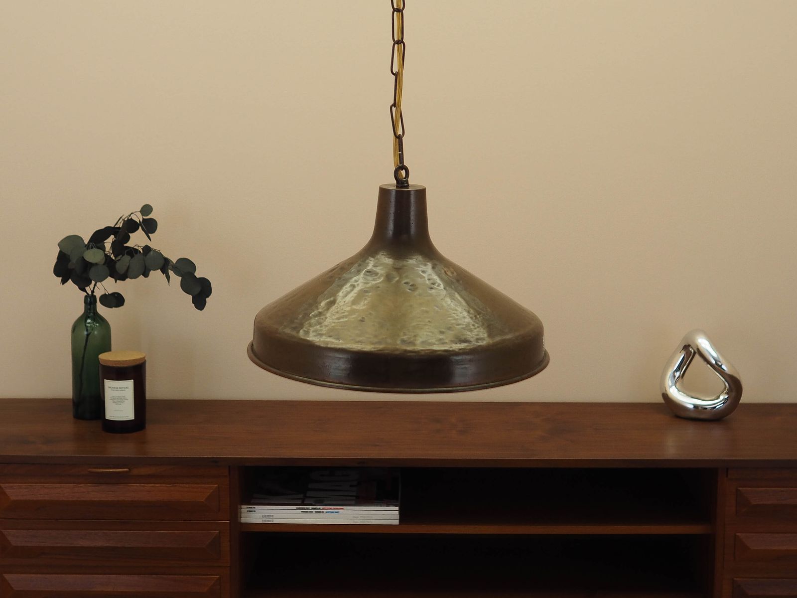 Deense Messing Hanglamp ca. jaren 1960 Mid-Century Modern Conische Kap photo buy