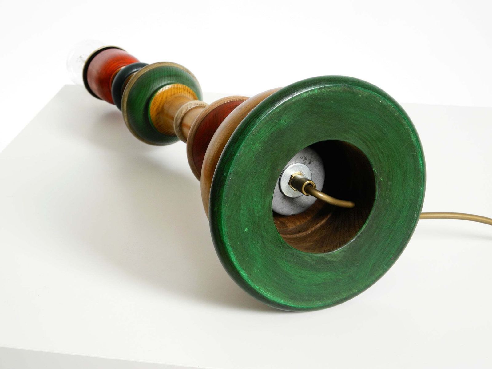 photo buy Beautiful, Large 1980s Table Lamp Made Of Color Stained Pine Wood