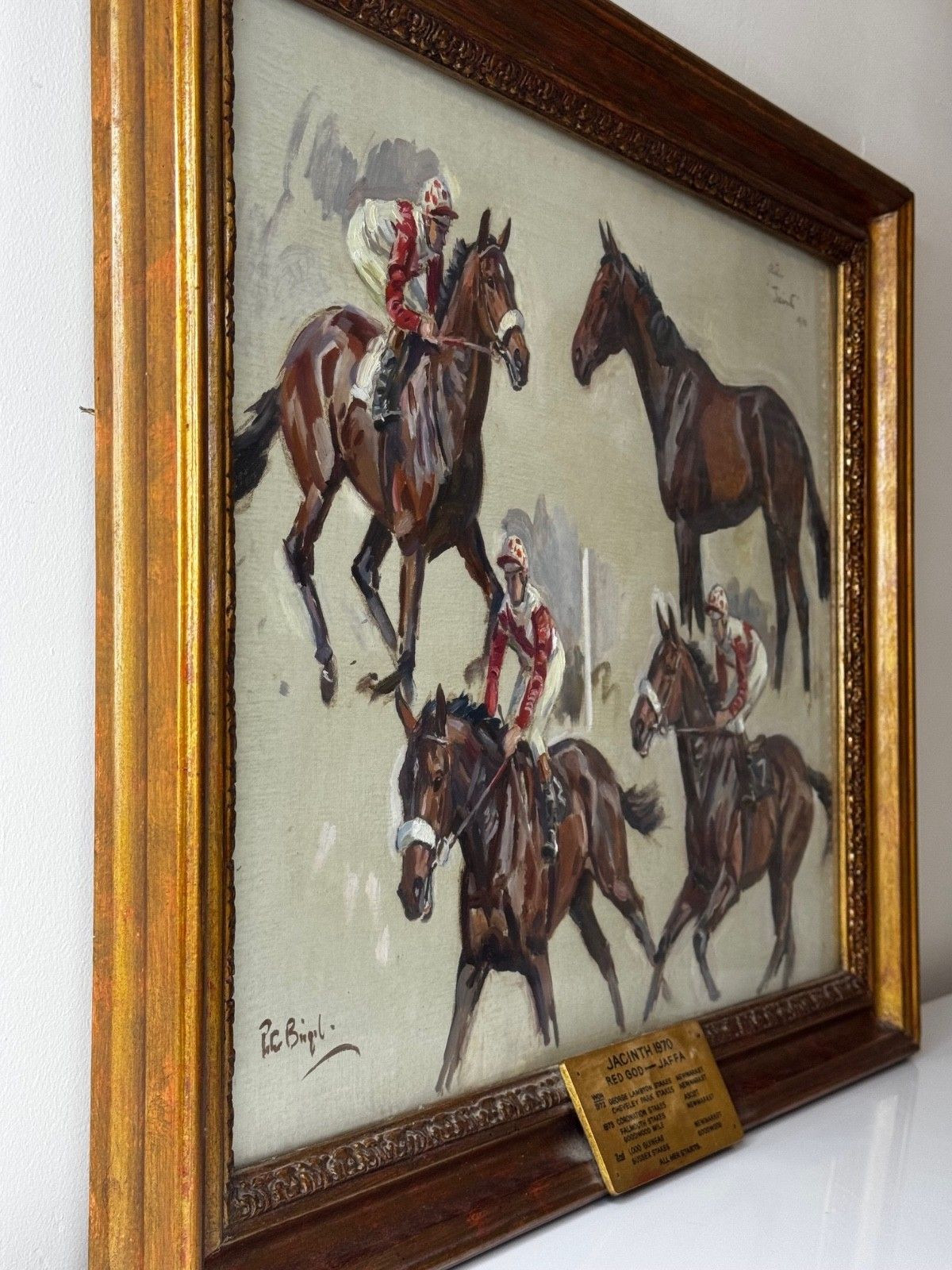 Equestrian schilderij Lady Butt's Horse Champion Jacinth Filly Of Brook Stud Cheveley, gesigneerd door Peter Biegel photo vinterior