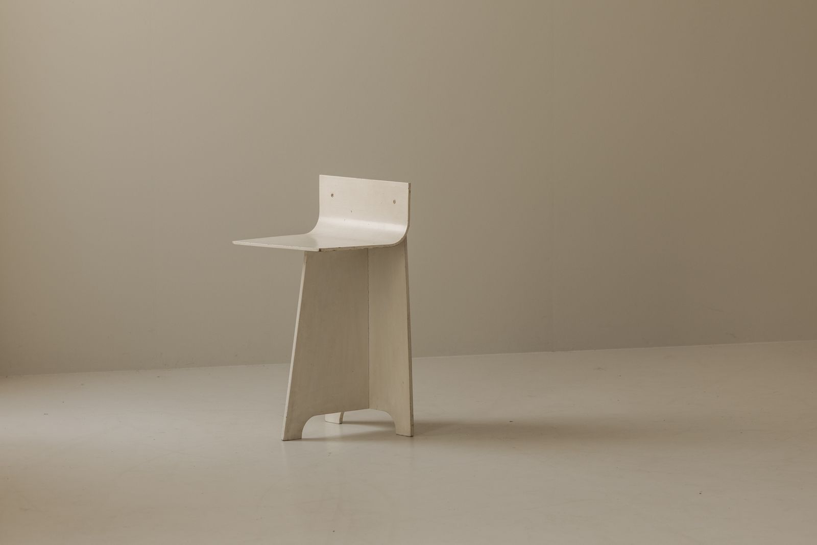 Decorative Sculptural French Off White Plywood Accent Chair, 1940s photo for sale