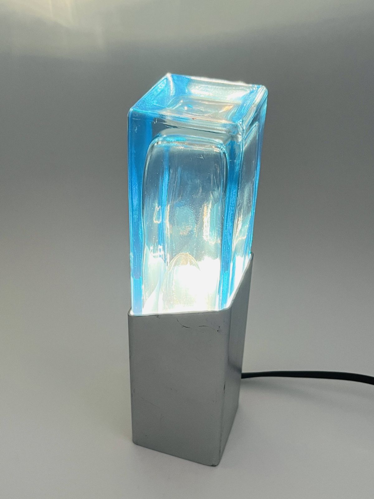 Space Age Glass Block Lamp Murano 1970 photo vintage