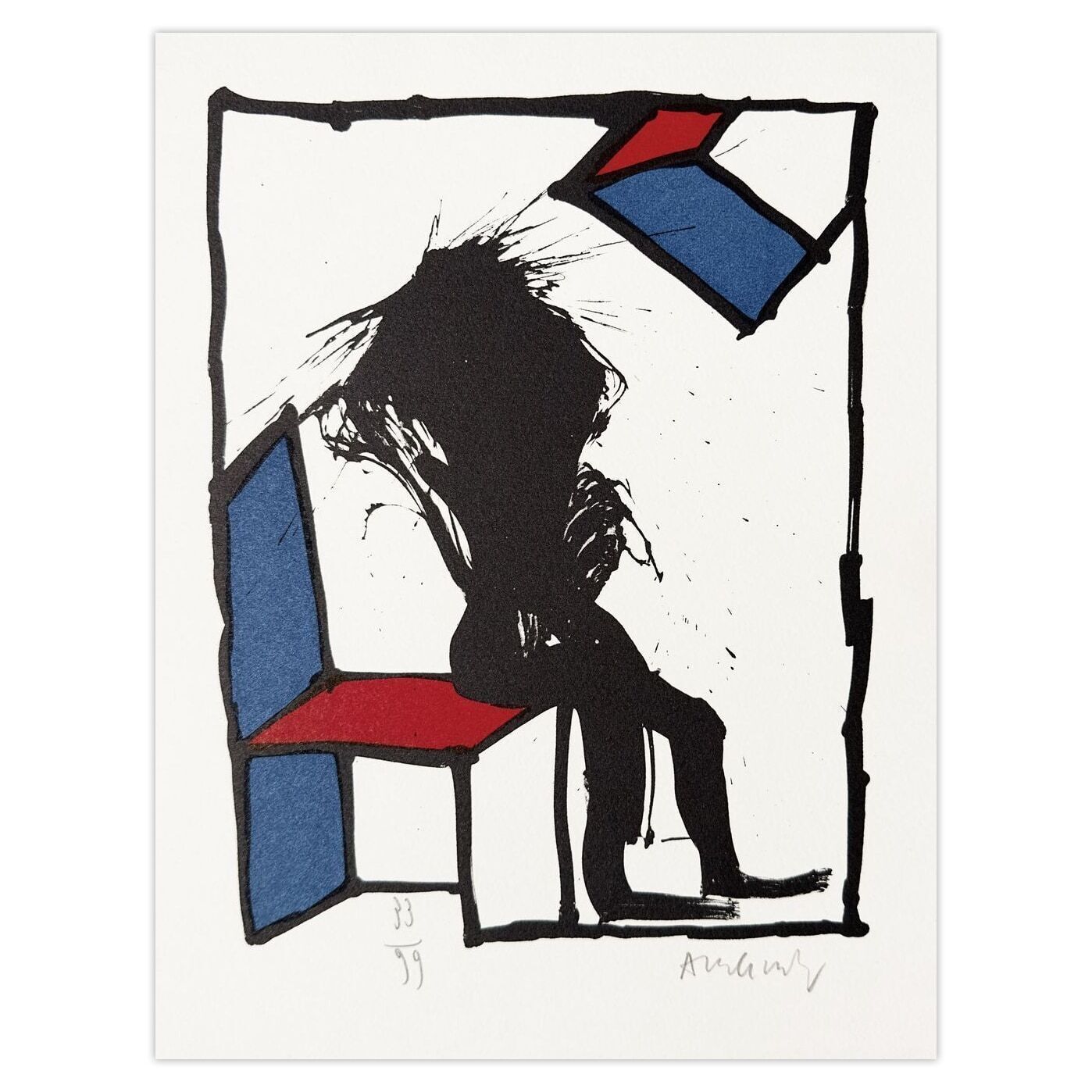 Pierre Alechinsky Signed Lithograph Je Vous En Prie Asseyez Vous 1989