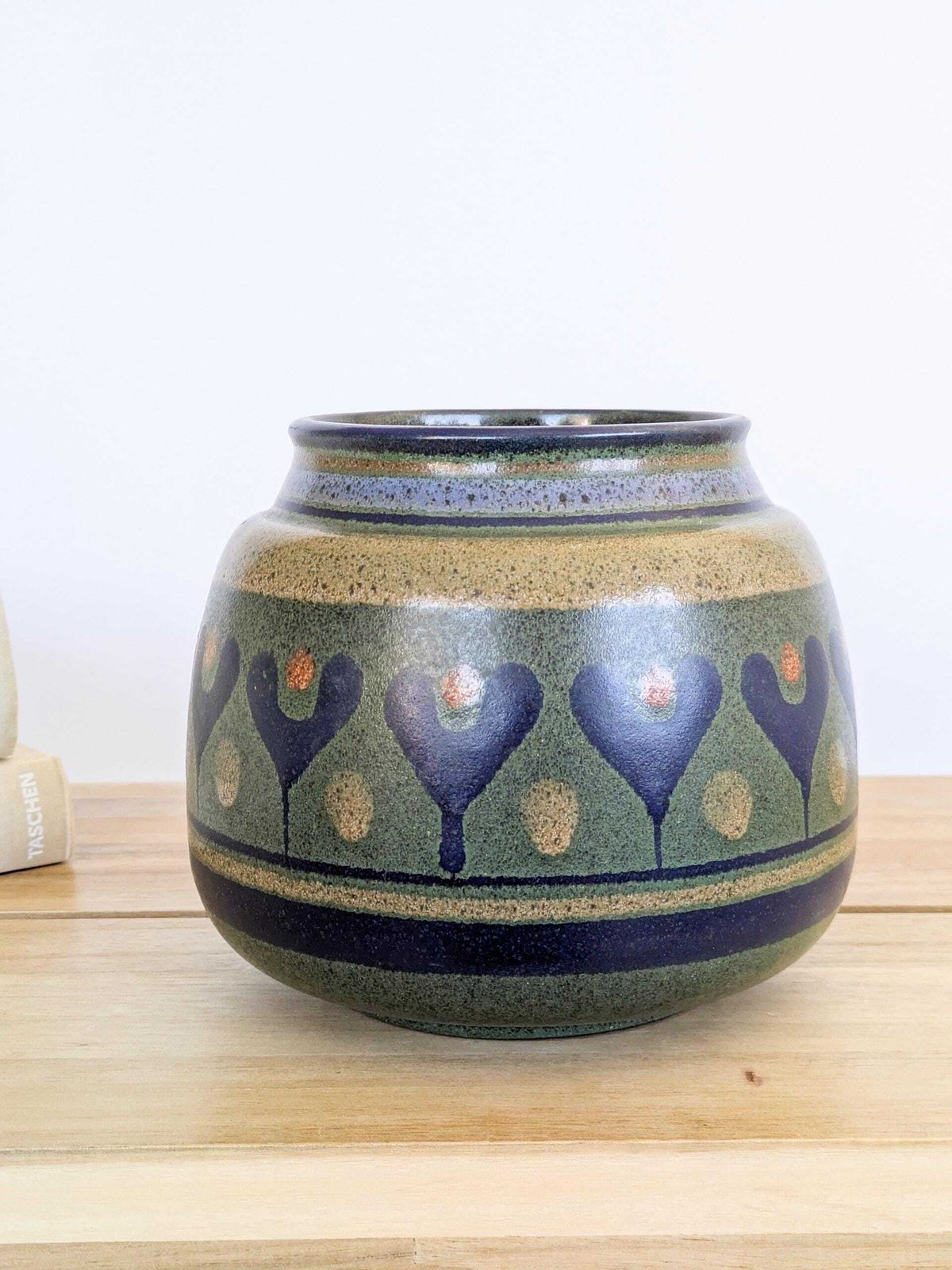 Kmk Mora Ceramic Vase West German Pottery Green Blue 1970s photo Home Decor