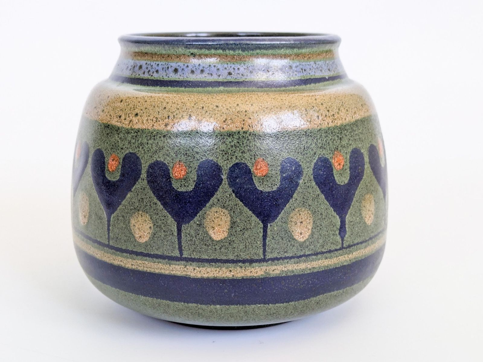Kmk Mora Ceramic Vase West German Pottery Green Blue 1970s photo buy