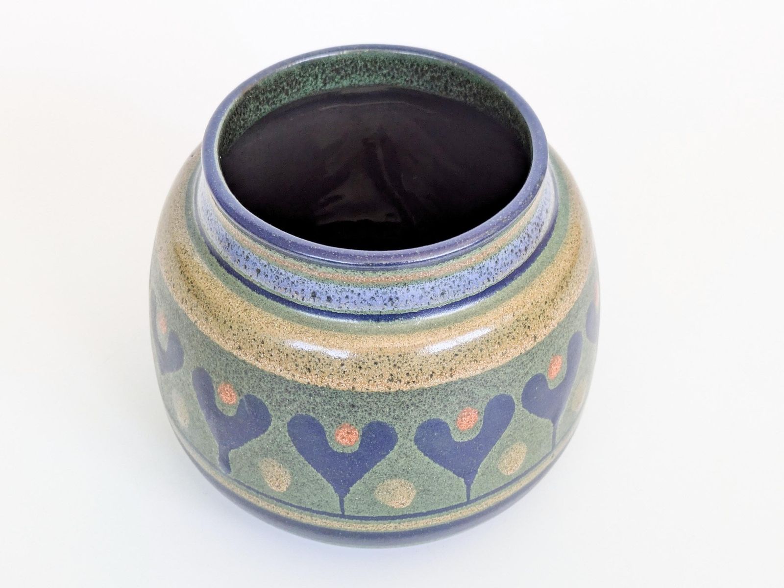 Kmk Mora Ceramic Vase West German Pottery Green Blue 1970s photo vintage