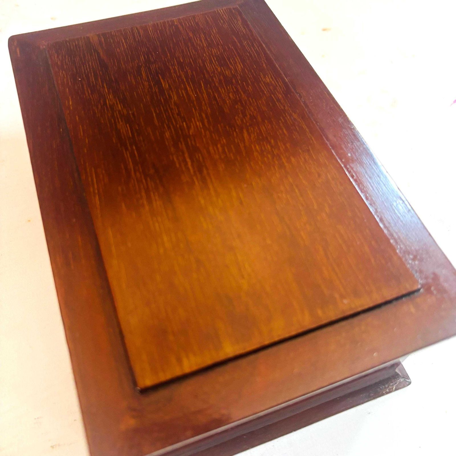 Antique Mahogany Two Compartment Box – Original Tobacco Humidor, Ideal Desk Organiser Or Keepsake Box photo vinterior