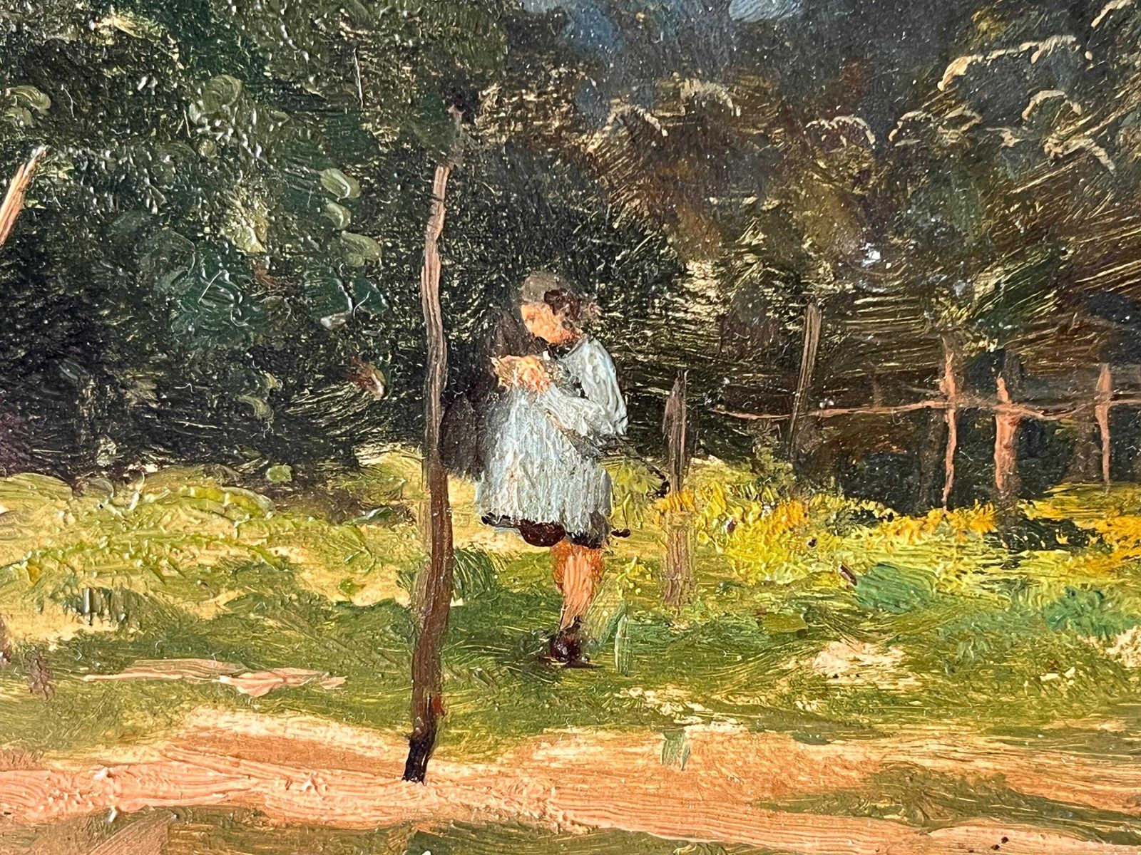 Antique Oil On Cardboard Of A French Countryside Landscape, Rural Scene Painting Signed Ferdinand Marks photo 339.0