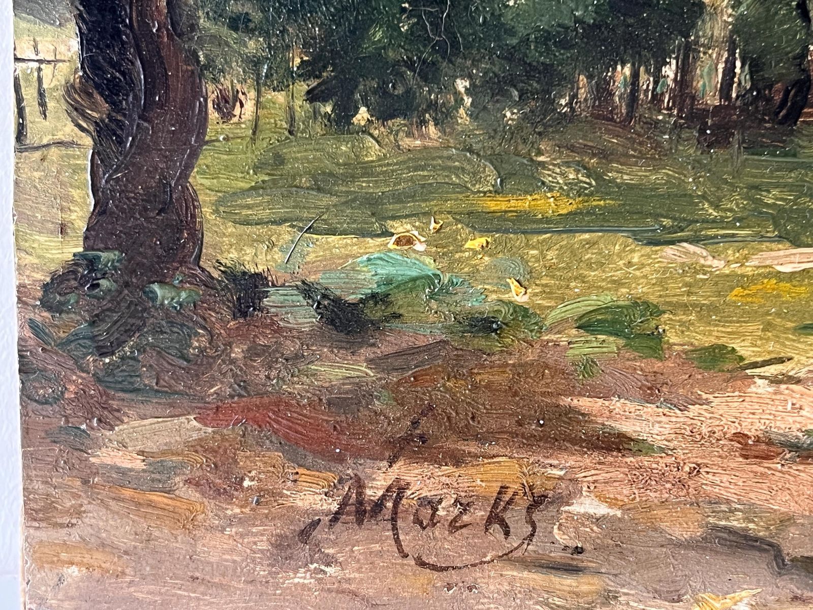 Antique Oil On Cardboard Of A French Countryside Landscape, Rural Scene Painting Signed Ferdinand Marks photo buy
