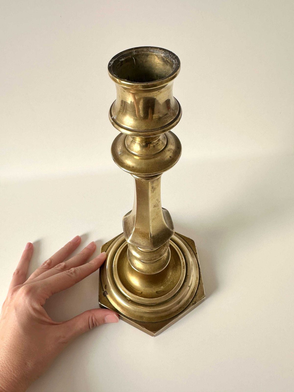 photo furniture Antique Brass Candle Holder, French Candlestick Circa 1900's