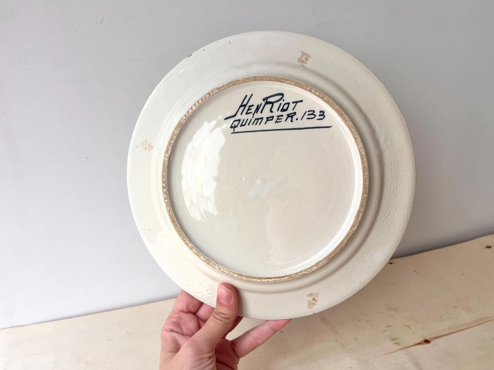 photo furniture Antique Henriot Quimper Plate By Jim Eugène Sevellec, Brittany Fisherman Pottery, Art Deco Dish