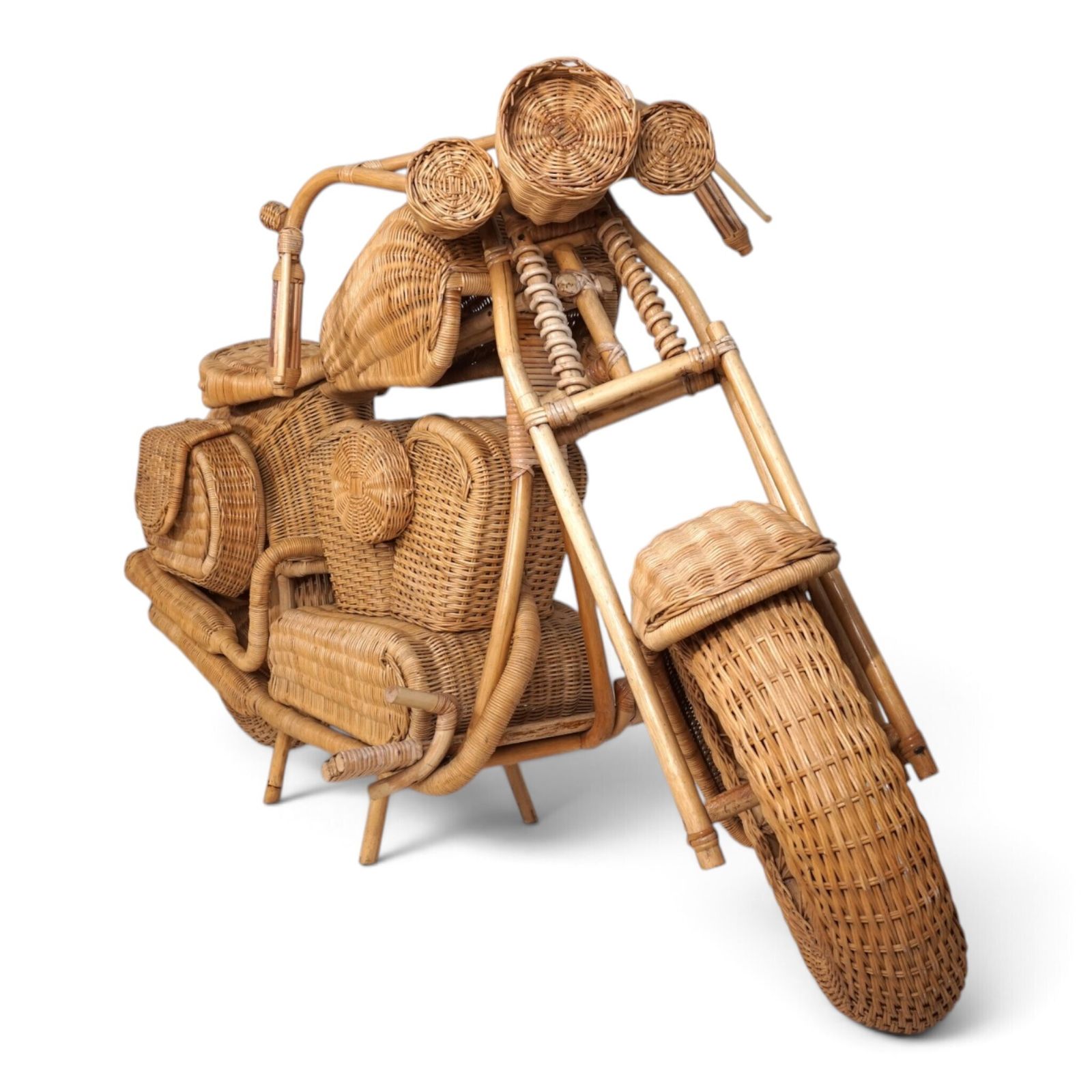 1485.0 Tom Dixon Toegeschreven Harley Davidson Motorfiets Sculptuur Voor Habitat In Rotan, 1990 photo