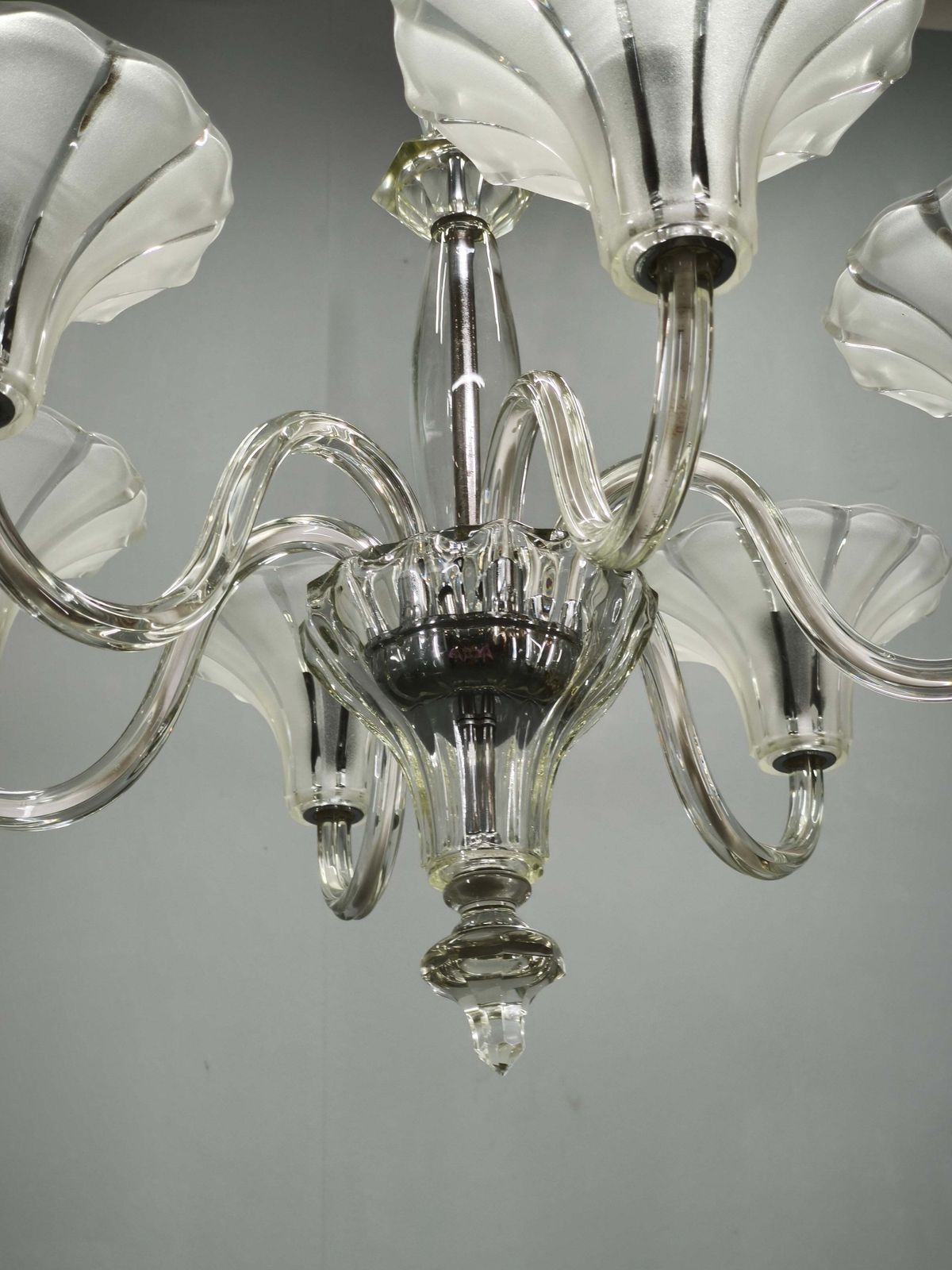Lustre Art Déco à six bras en verre, Tchécoslovaquie, années 1930 photo buy