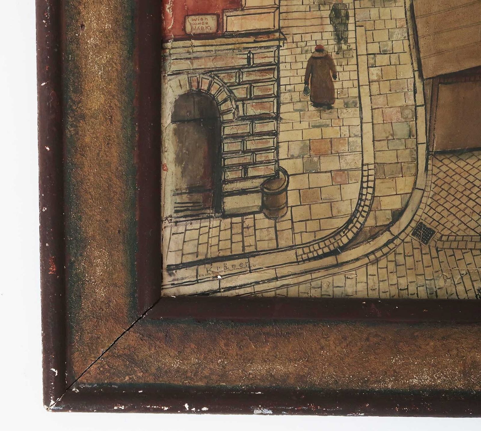 Primitief schilderij van de Hoher Markt, Wenen. Gesigneerd Krämer. Ca. jaren 1930. photo Kunst