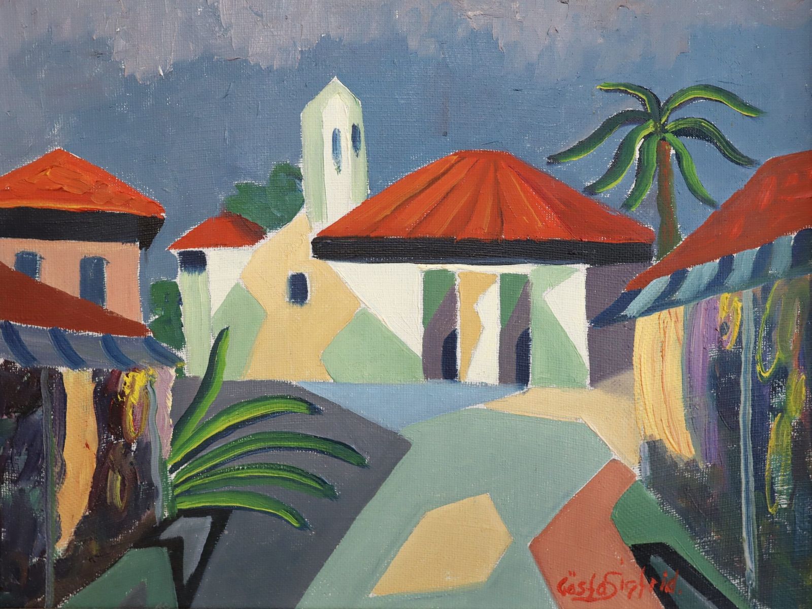 Art Where The Palms Sway In Oil Onto Canvas photo