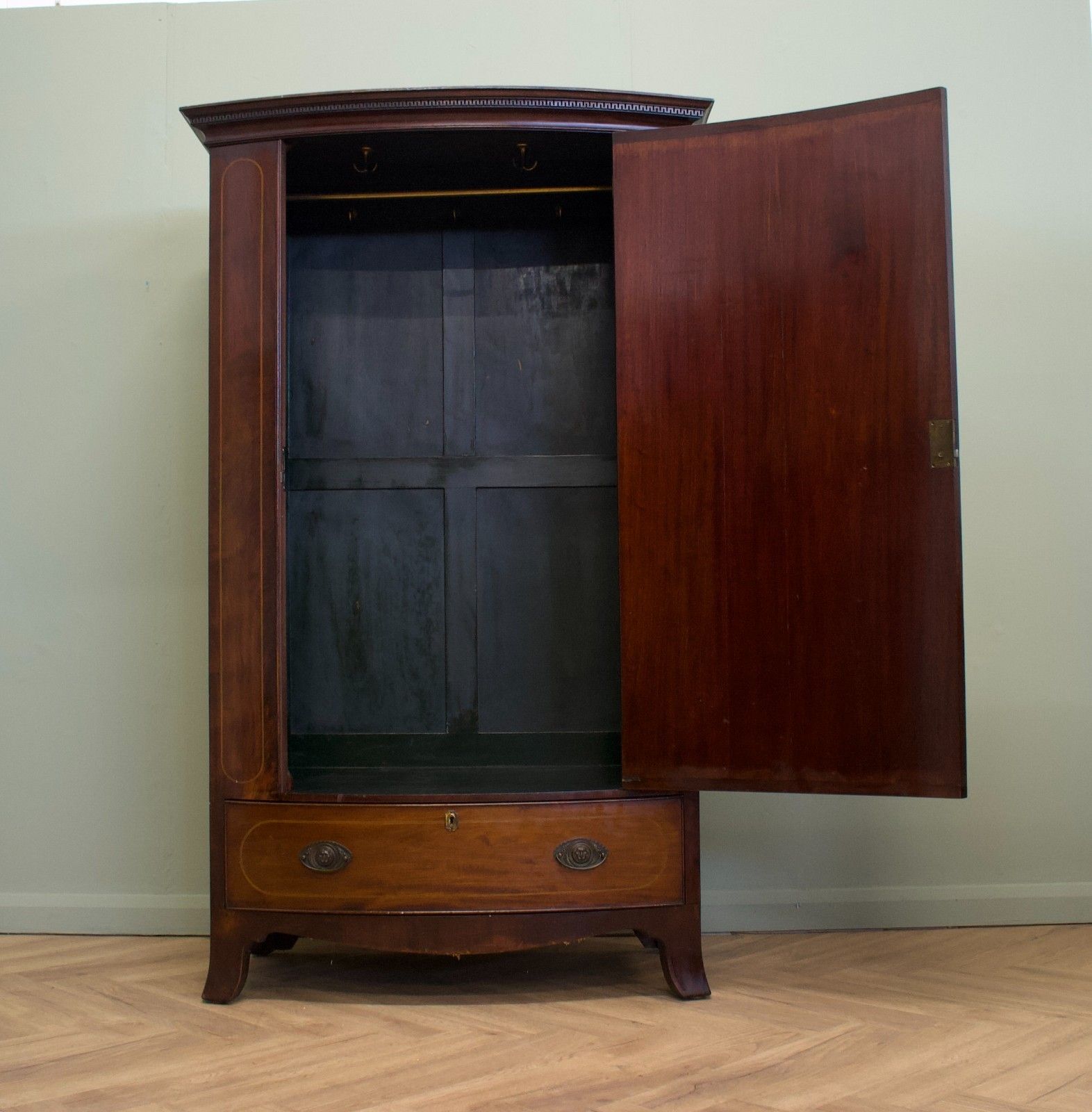 Antique 19th Century Bow Fronted Mahogany Wardrobe, 1890s #1859 photo vinterior