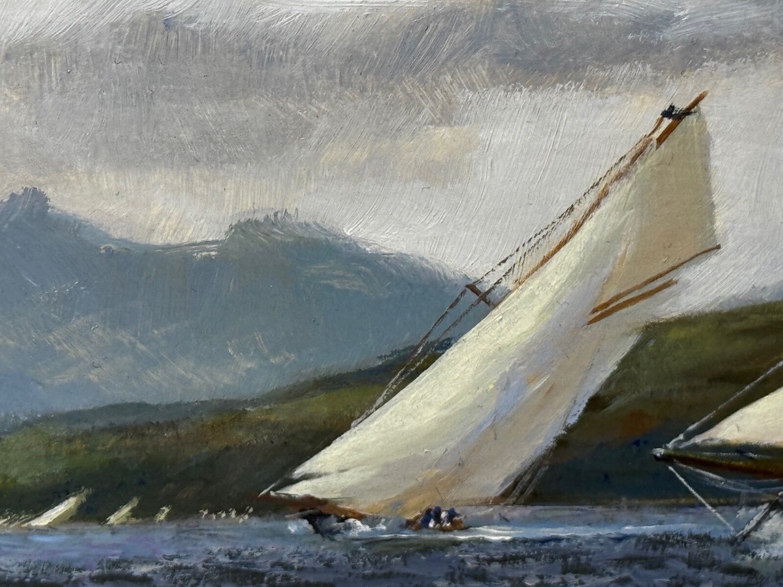 photo buy Oil Painting 1894 Britannia & Vigilante With Valkyrie II & Satanita On Clyde Signed By Stephen J Renard