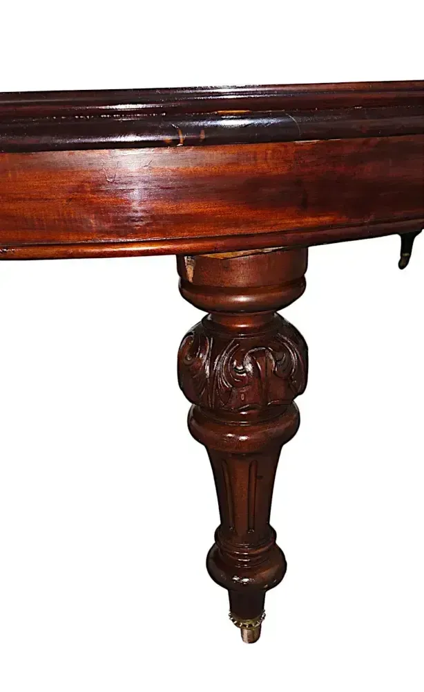 Zeer fraaie 19e eeuwse Ierse D-end eettafel met drie extra bladen in de stijl van Williams and Gibton Dublin photo buy