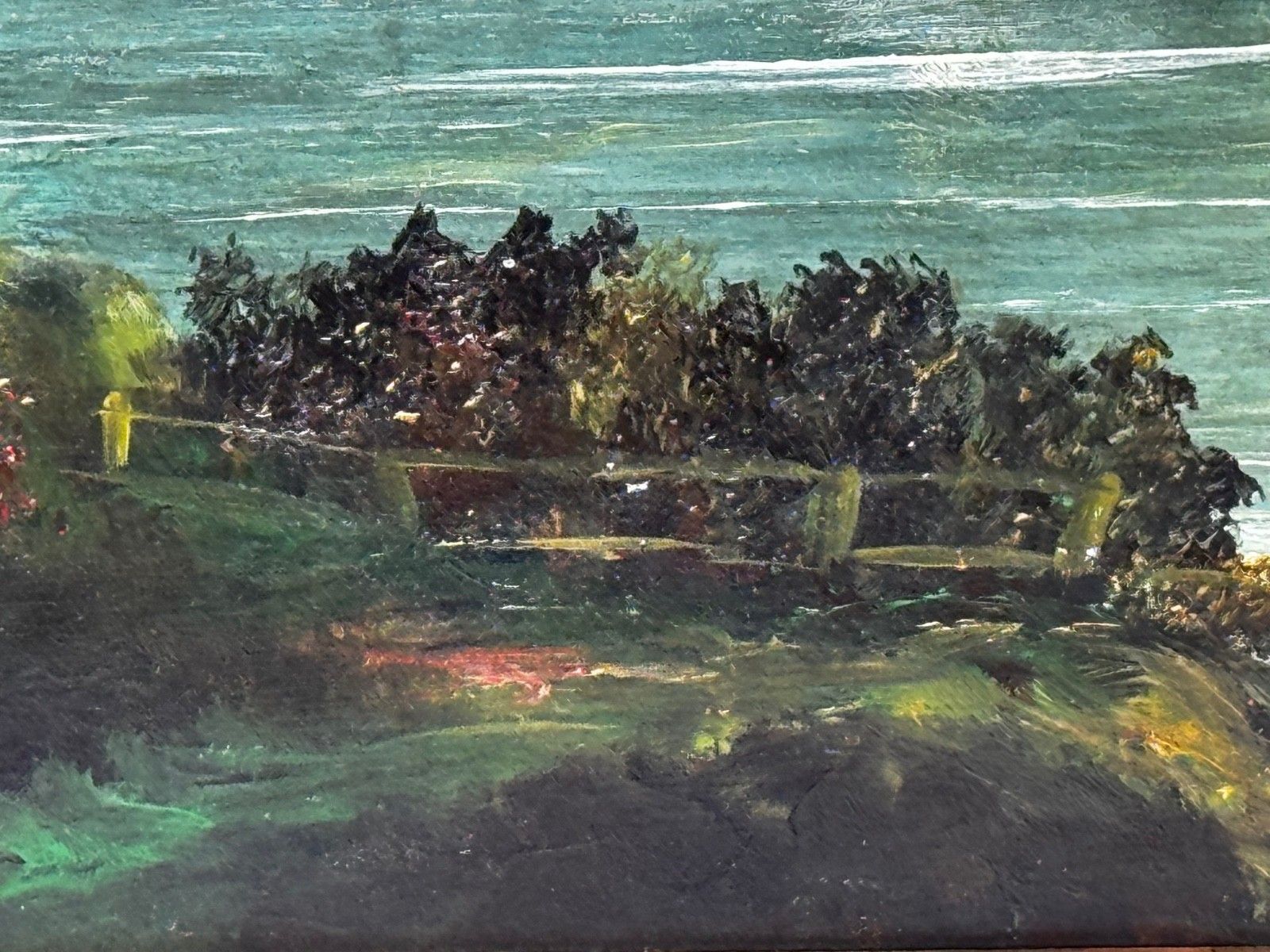 photo vintage Mid Century Loch Ness Nocturnal Moonlight Oil Painting Urquhart Castle Scottish Highlands