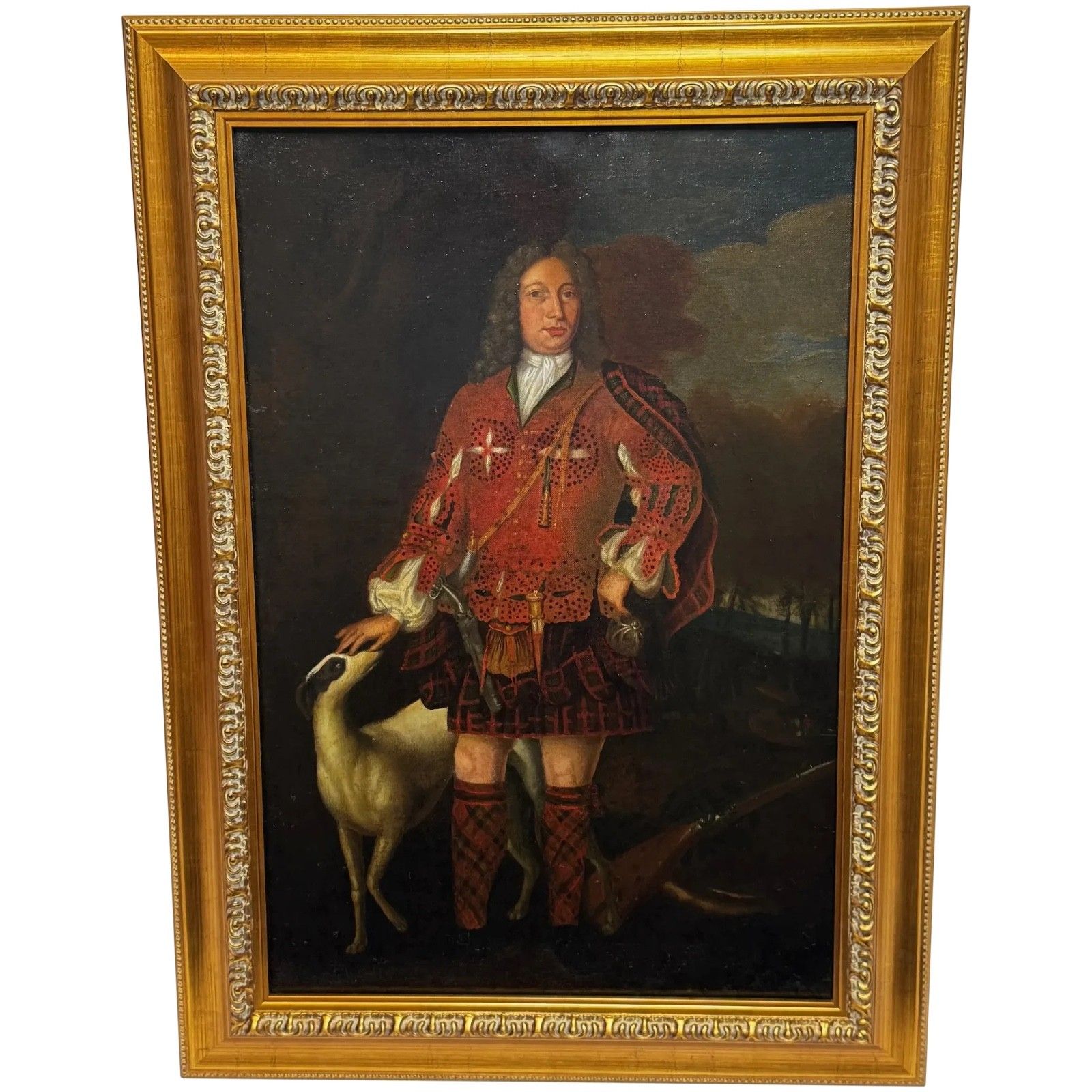 19th Century Jacobite Highland Noble Oil Portrait Kenneth Sutherland 3rd Lord Duffus In 1732 After Richard Waitt