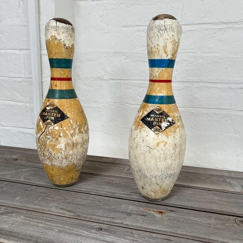 2 X Vintage Bowling Pins photo for sale