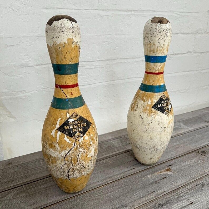 2 X Vintage Bowling Pins photo 75.0