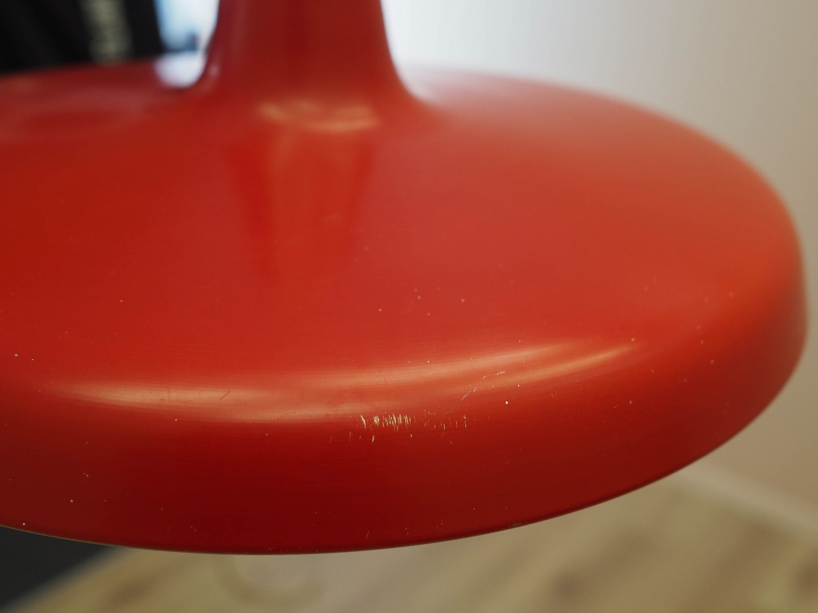 Danish Industrial Pendant Lamp In Red Metal, Scandinavian Modern Design, 1960s photo vintage
