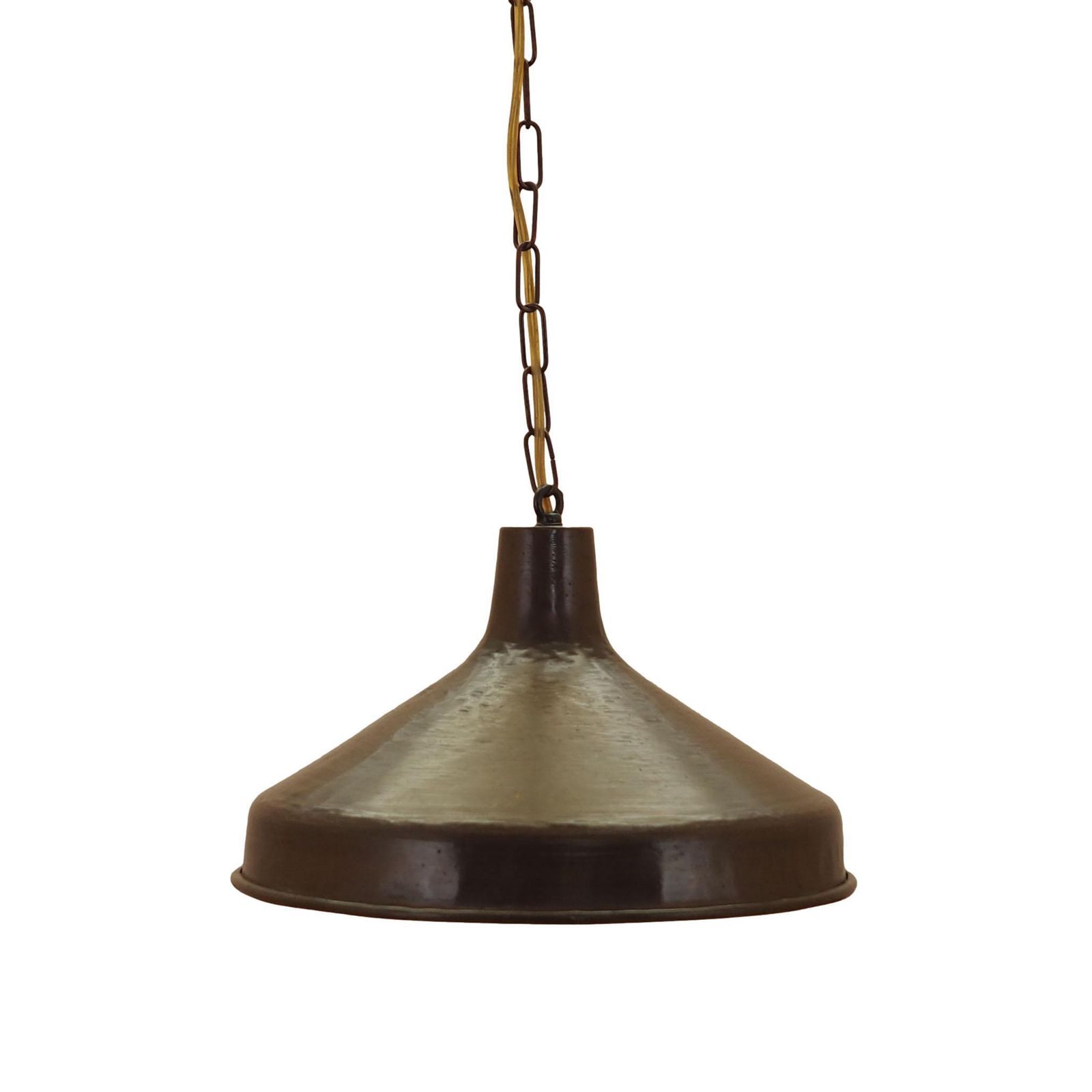 Deense Messing Hanglamp, Industriële Kap Met Scandinavisch Design, jaren 1960