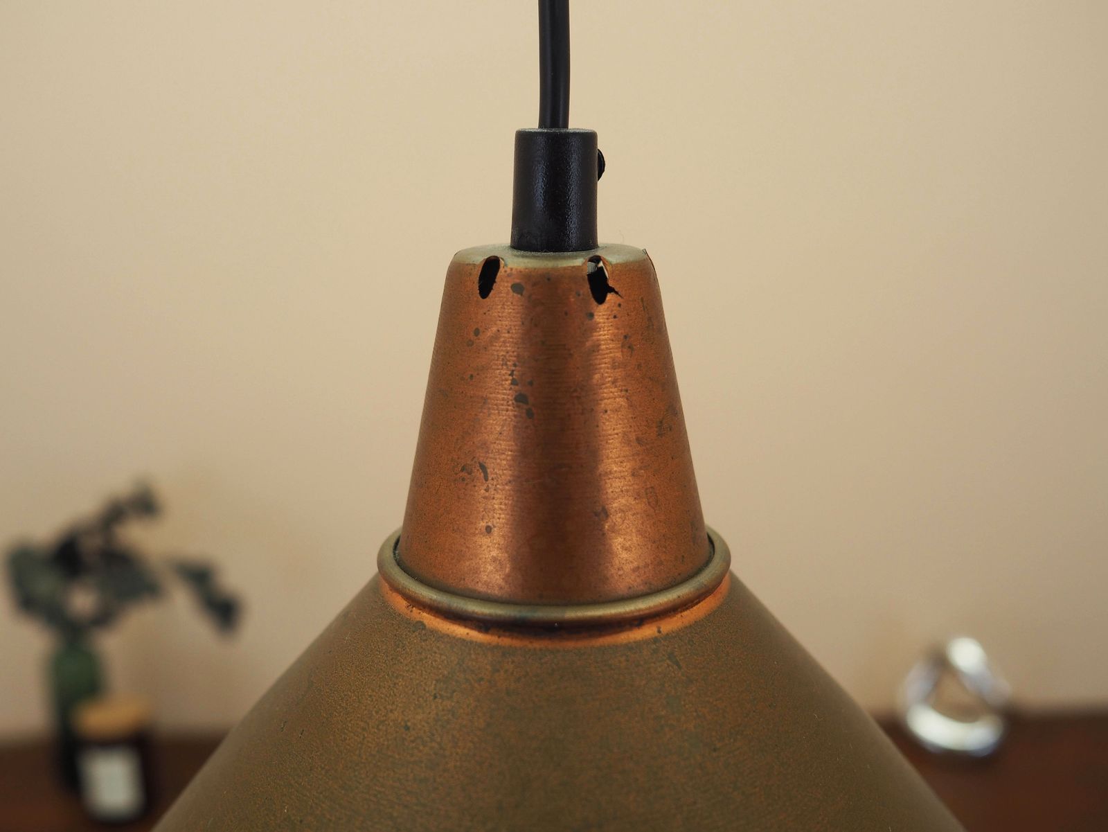 Deense Messing Hanglamp Met Industriële Kegelvormige Kap, Scandinavisch Modern Design, jaren 1960 photo 359.0