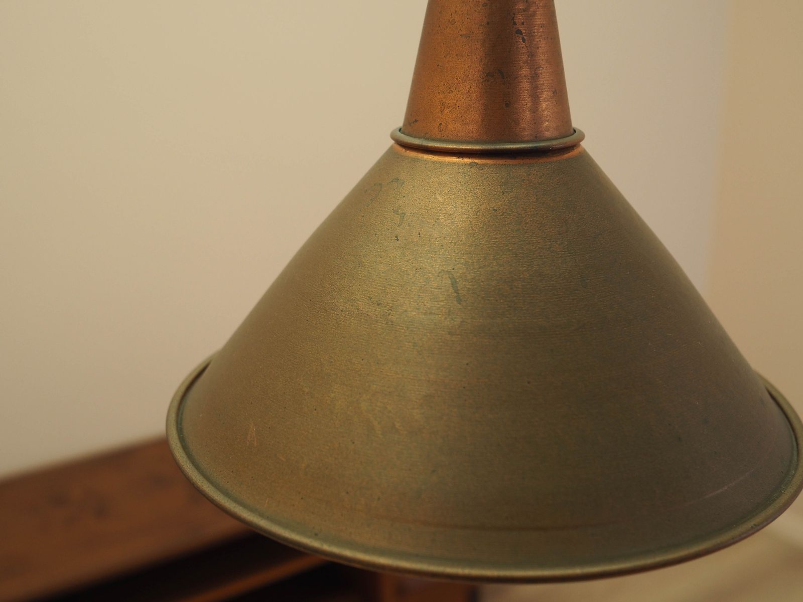 Danish Brass Pendant Lamp With Industrial Cone Shade, Scandinavian Modern Design, 1960s photo buy