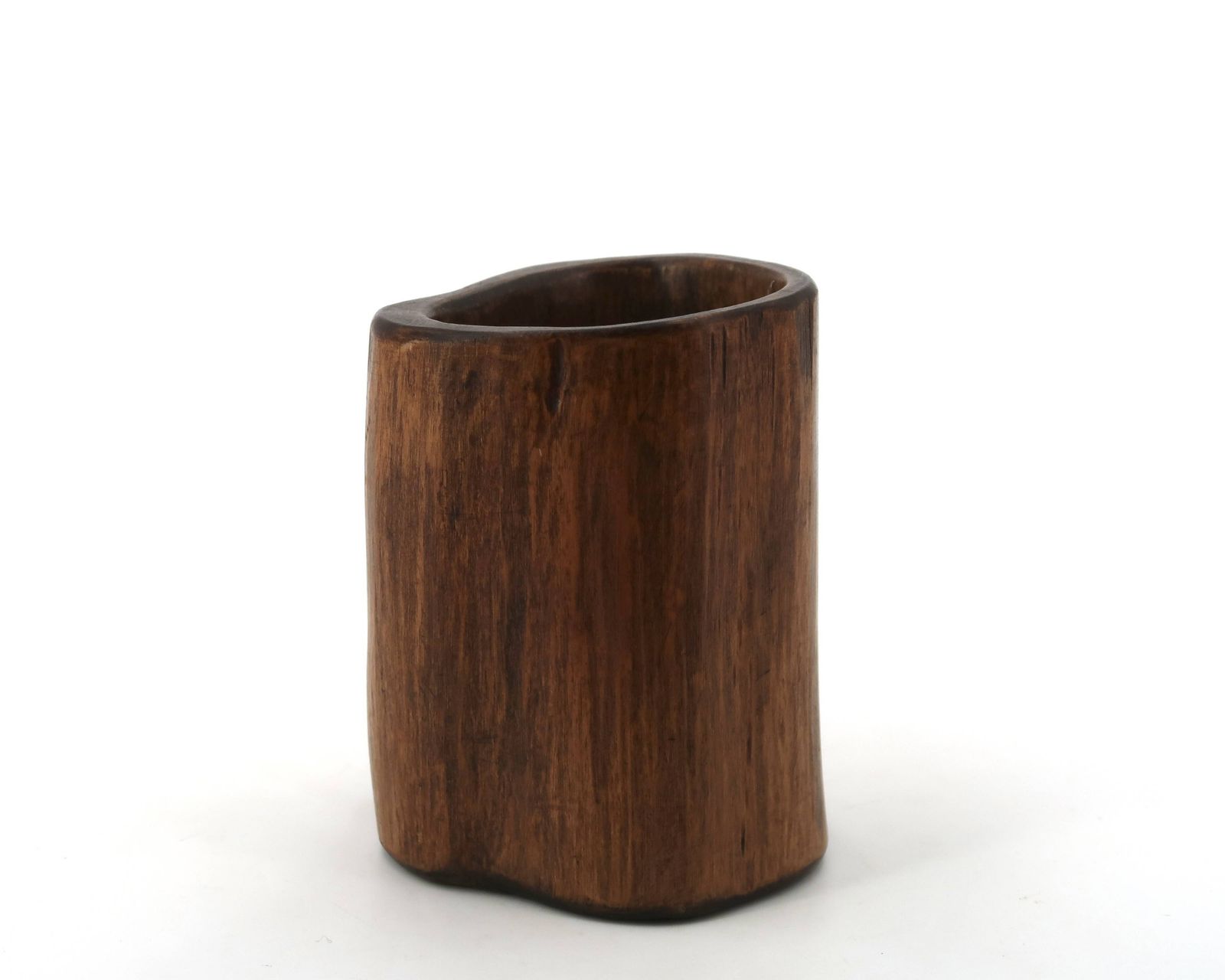 Small Brutalist Monoxyle Vase In Wood, 1970s. photo furniture