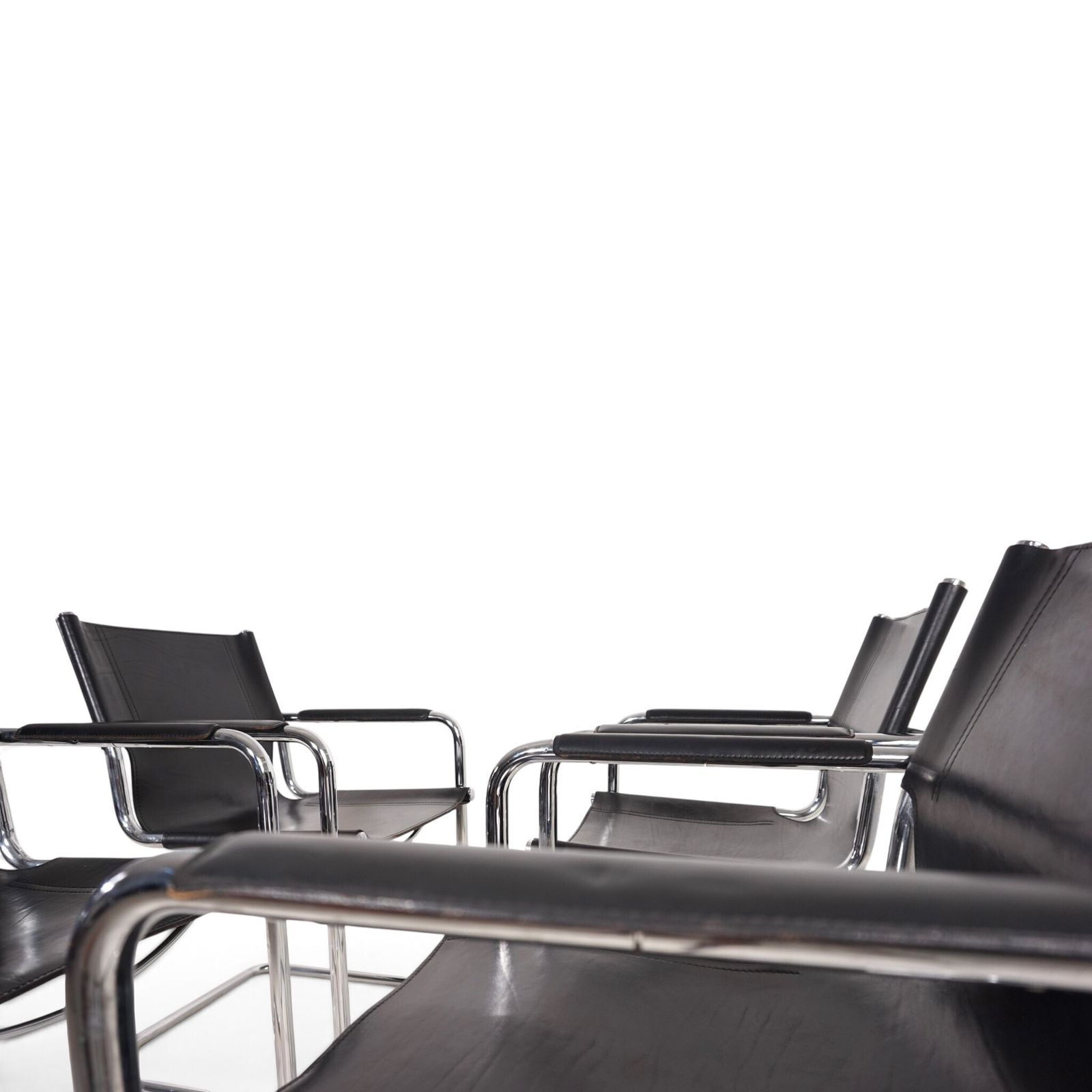 2490.0 Matteo Grassi Visitor Chair, set van 4, leer/chroom cantilever stoelen, 1970 photo