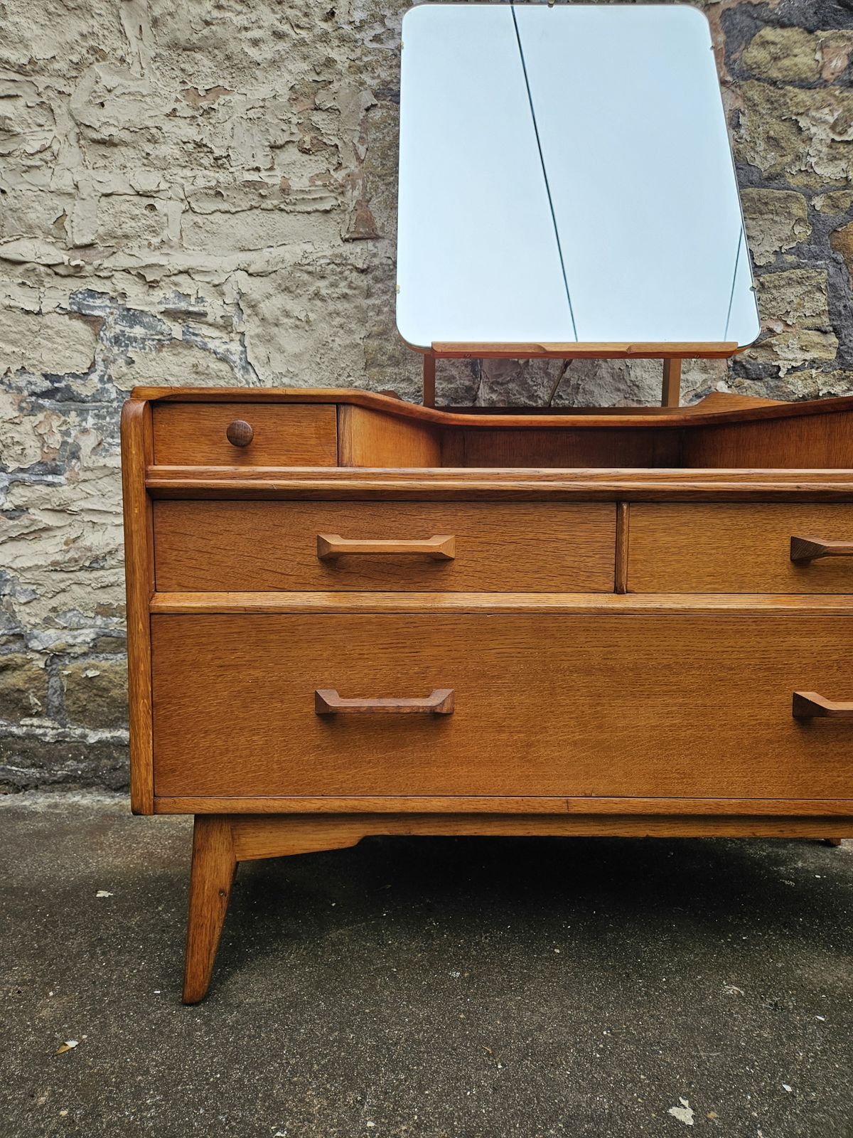 G Plan Oak Dressing Table: Brandon Range Mid Century Modern Five Drawer Chest photo furniture