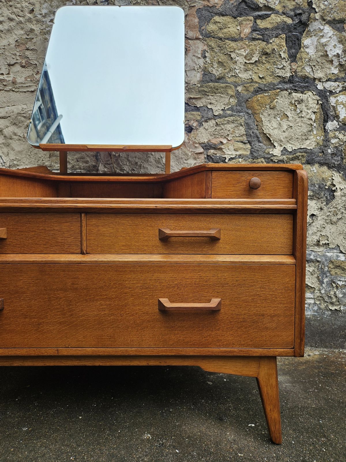 G Plan Oak Dressing Table: Brandon Range Mid Century Modern Five Drawer Chest photo for sale