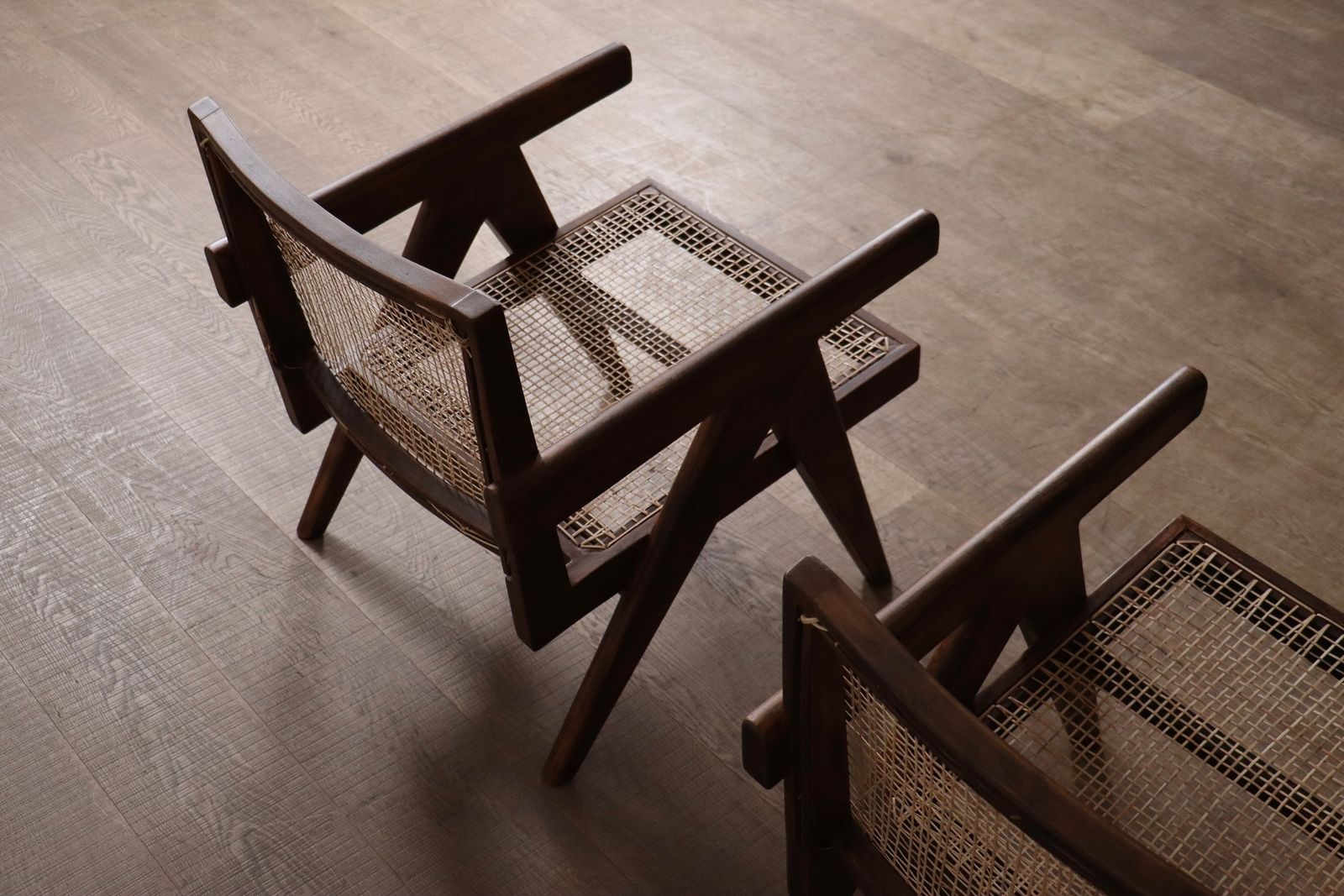 Pierre Jeanneret Lounge Chairs Pj Si 29 A In Teak And Cane, ca. jaren 1950 photo vinterior