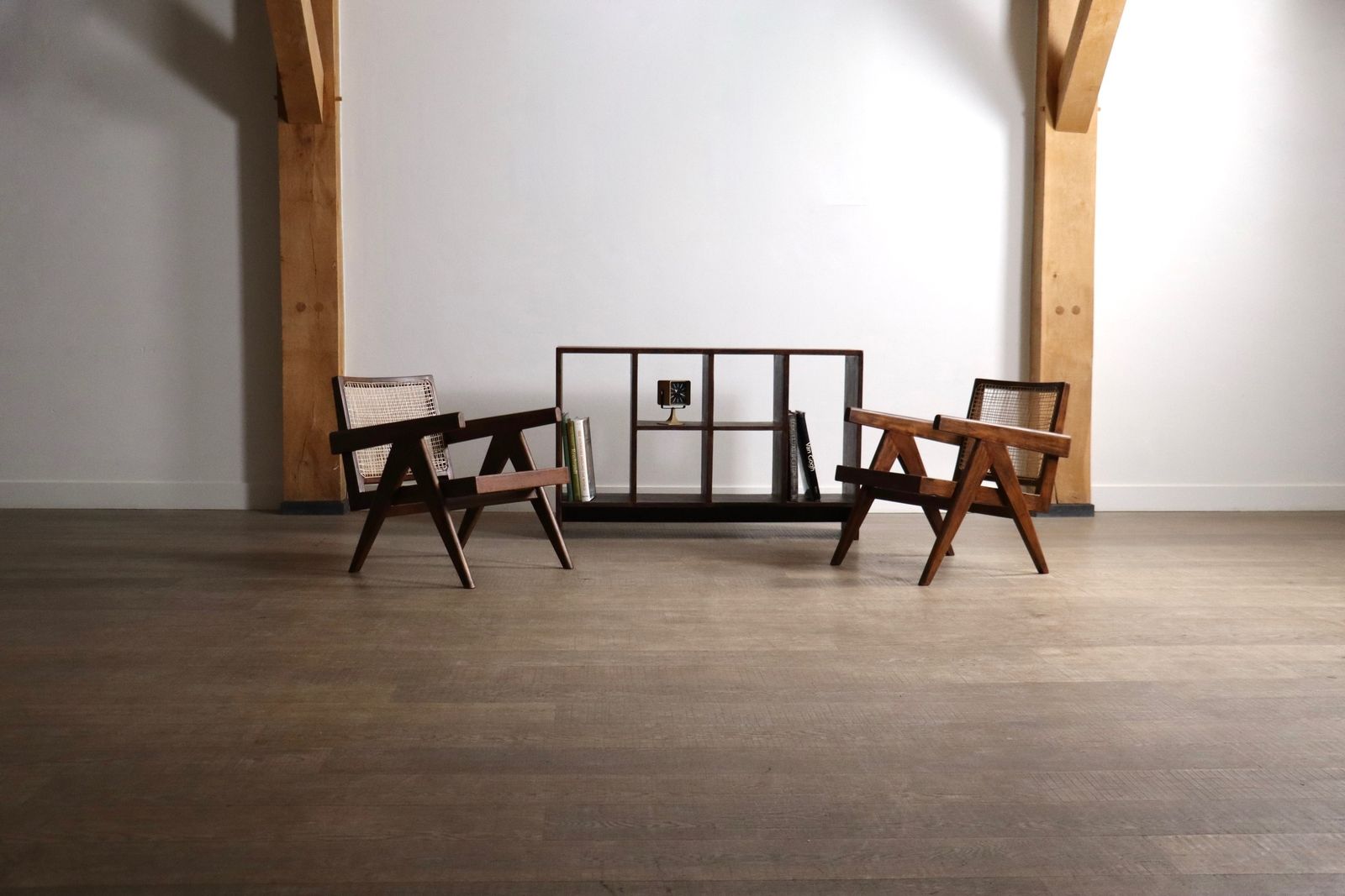 photo vinterior Pierre Jeanneret Lounge Chairs Pj Si 29 A In Teak And Cane, ca. jaren 1950