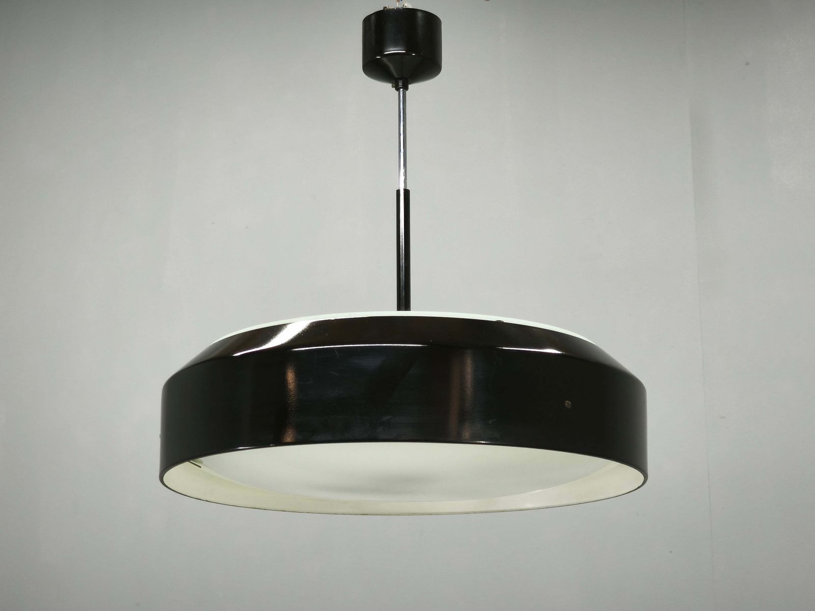 1960s Napako Modernist Black Glass Pendant Light, Czechoslovakia photo vinterior