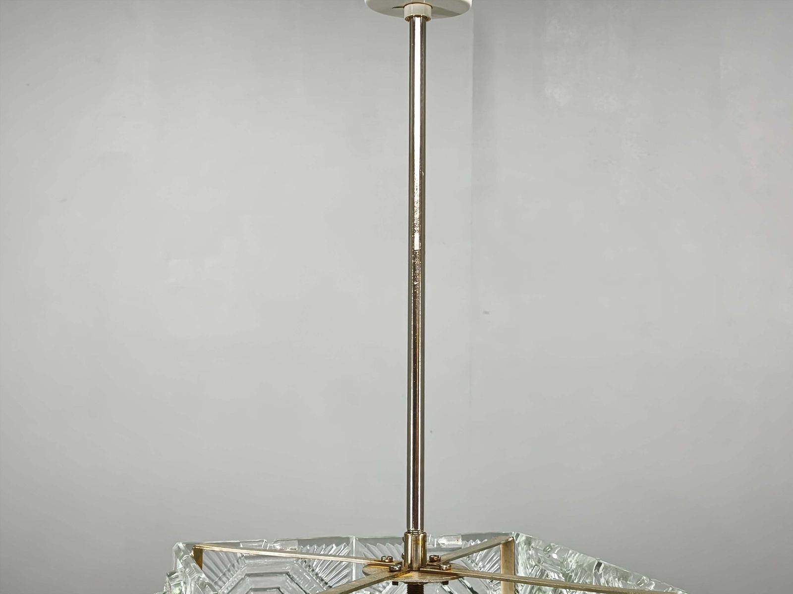 Brutalistische glazen kubus hanglamp ca. jaren 1970, Kamenický Šenov photo buy