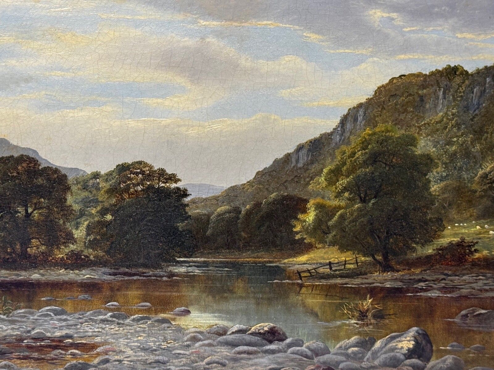 Victoriaans landschapsschilderij in olieverf nabij Capel Curig, Noord-Wales, gesigneerd John Cuthbert Salmon photo furniture