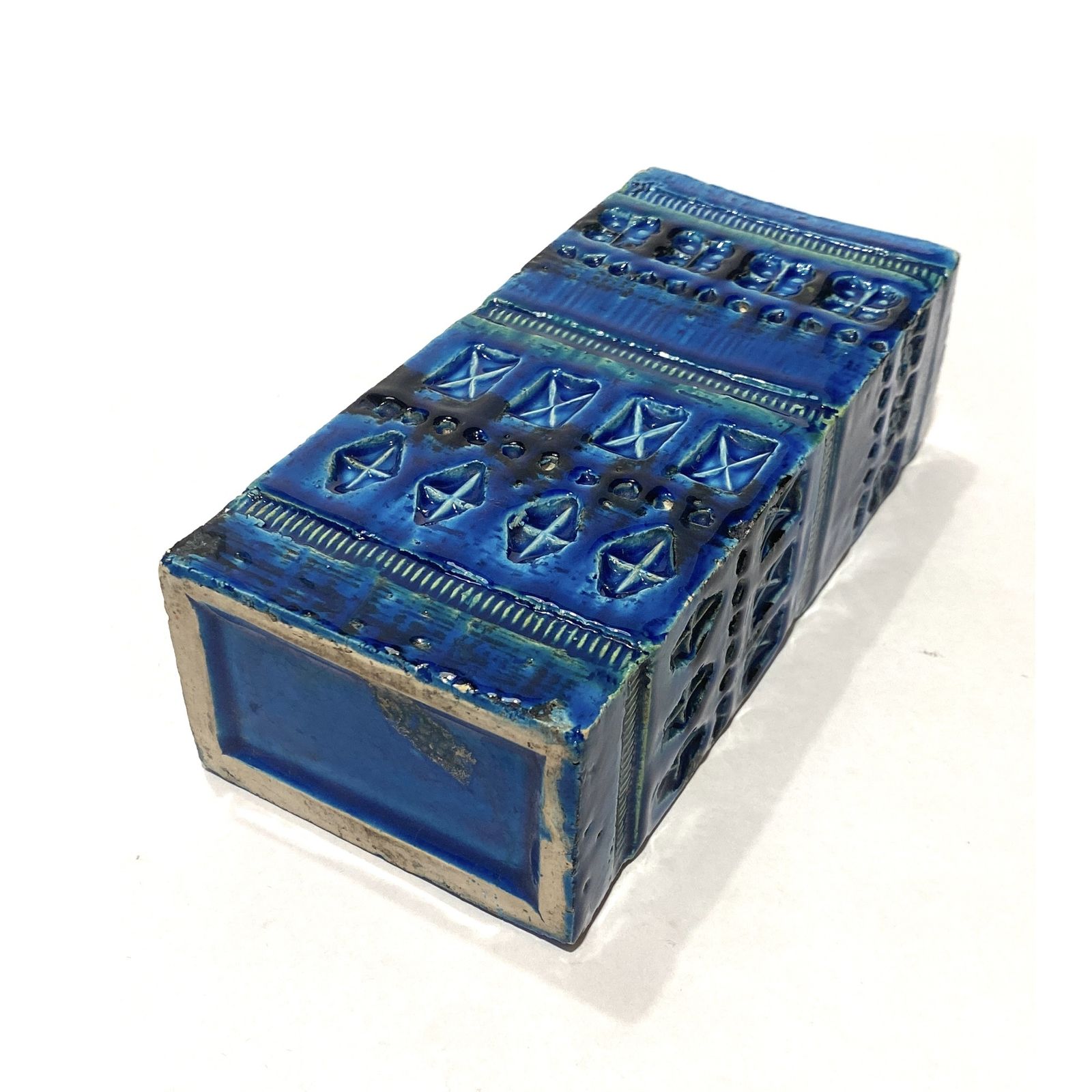 Bitossi Ceramiche Rimini Blu Brick Vase van Aldo Londi, Italiaans aardewerk ca. jaren 1960 photo buy