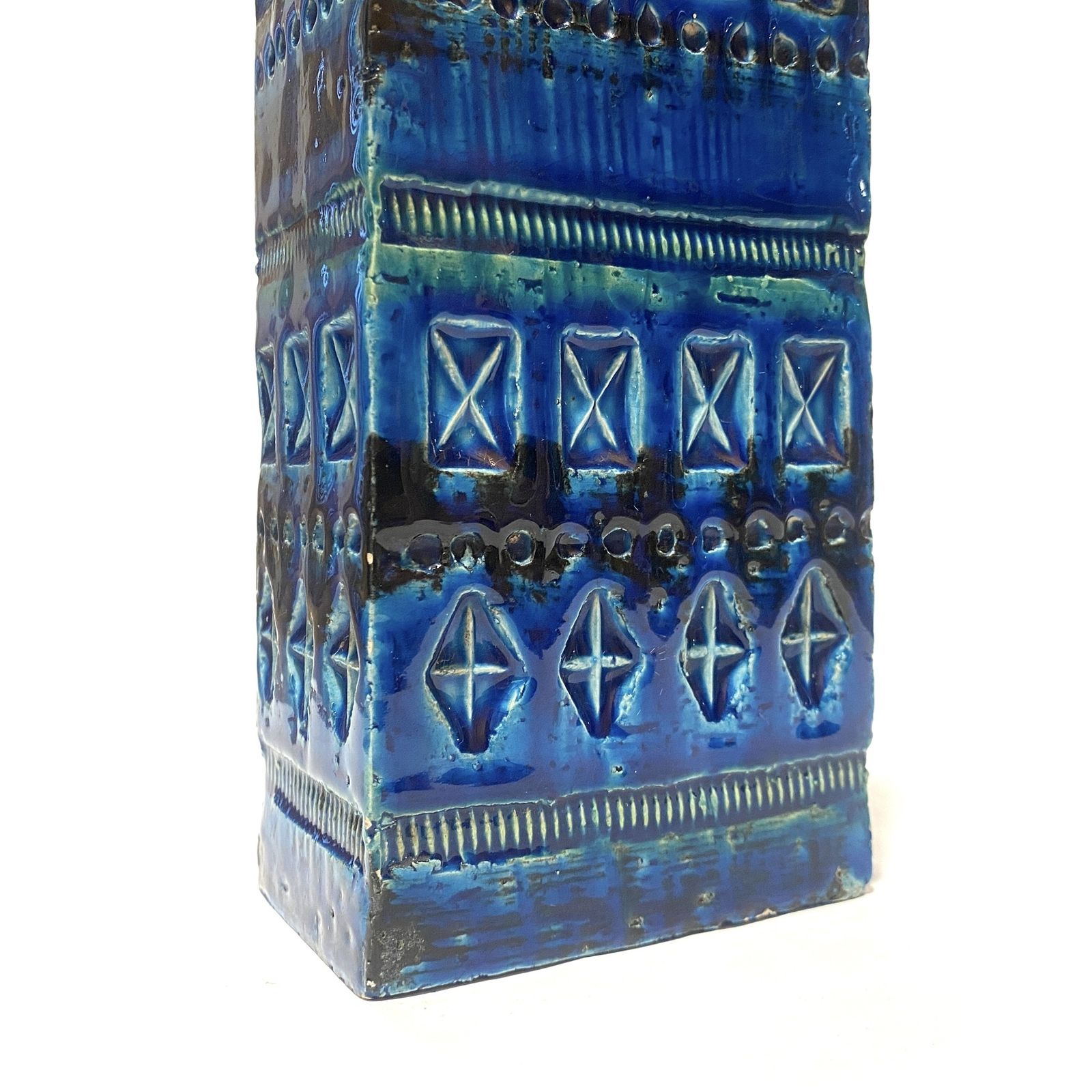 Bitossi Ceramiche Rimini Blu Brick Vase van Aldo Londi, Italiaans aardewerk ca. jaren 1960 photo 109.99